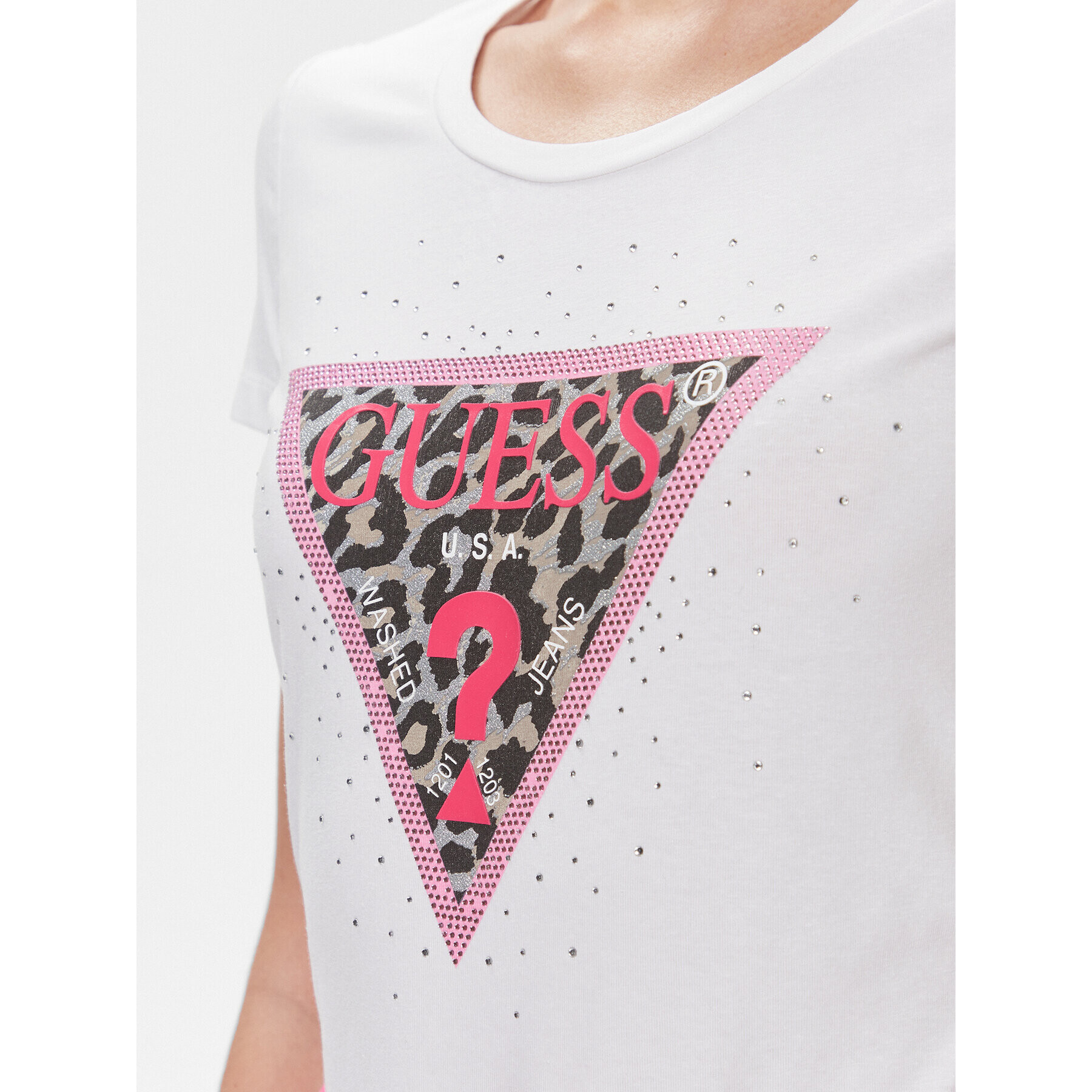 Guess Тишърт W4RI44 J1314 Бял Slim Fit - Pepit.bg