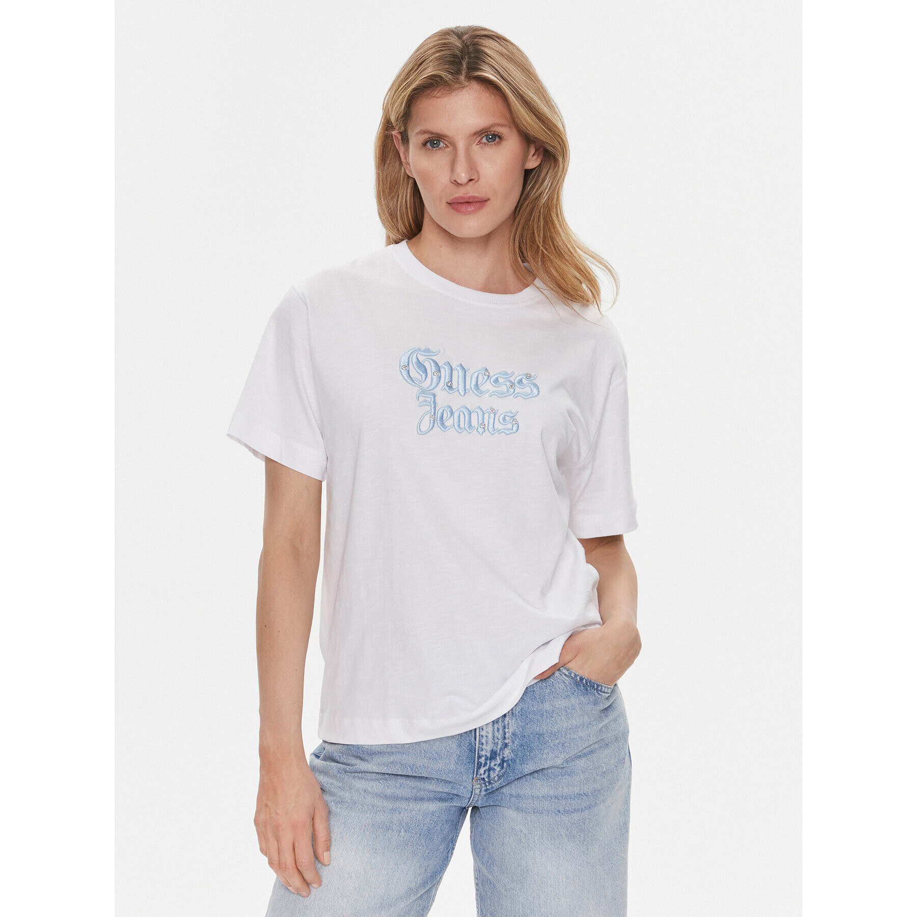 Guess Тишърт W4RI49 K6XN4 Бял Regular Fit - Pepit.bg