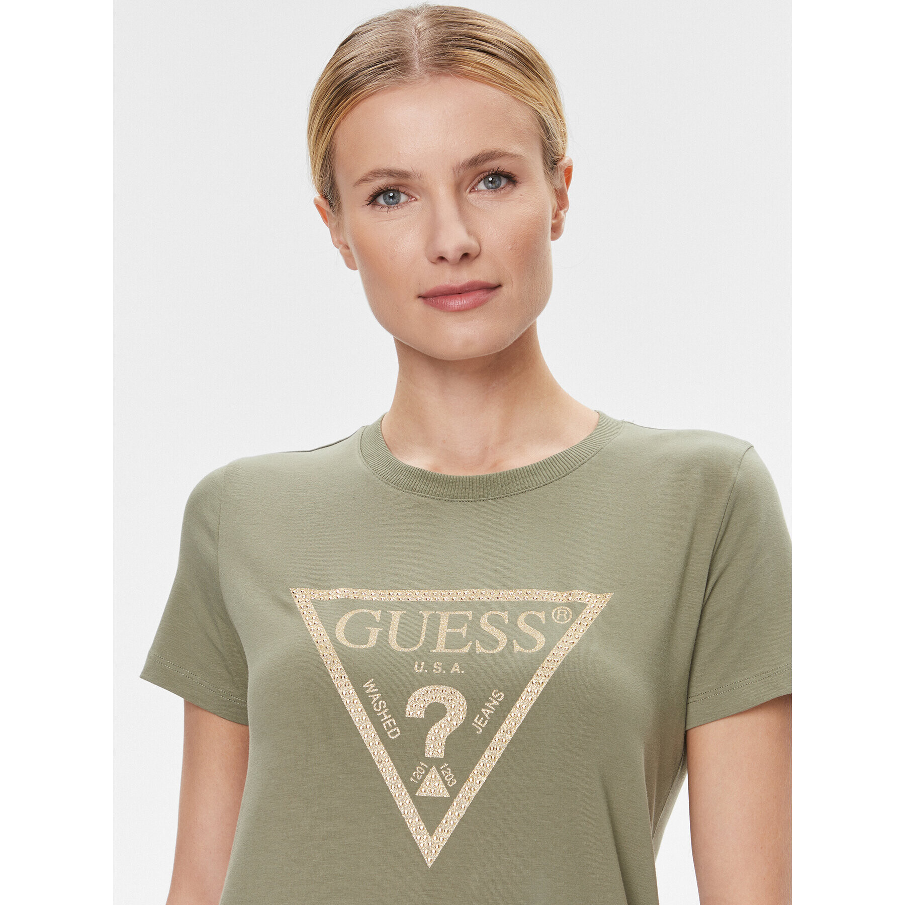 Guess Тишърт W4RI69 J1314 Зелен Regular Fit - Pepit.bg