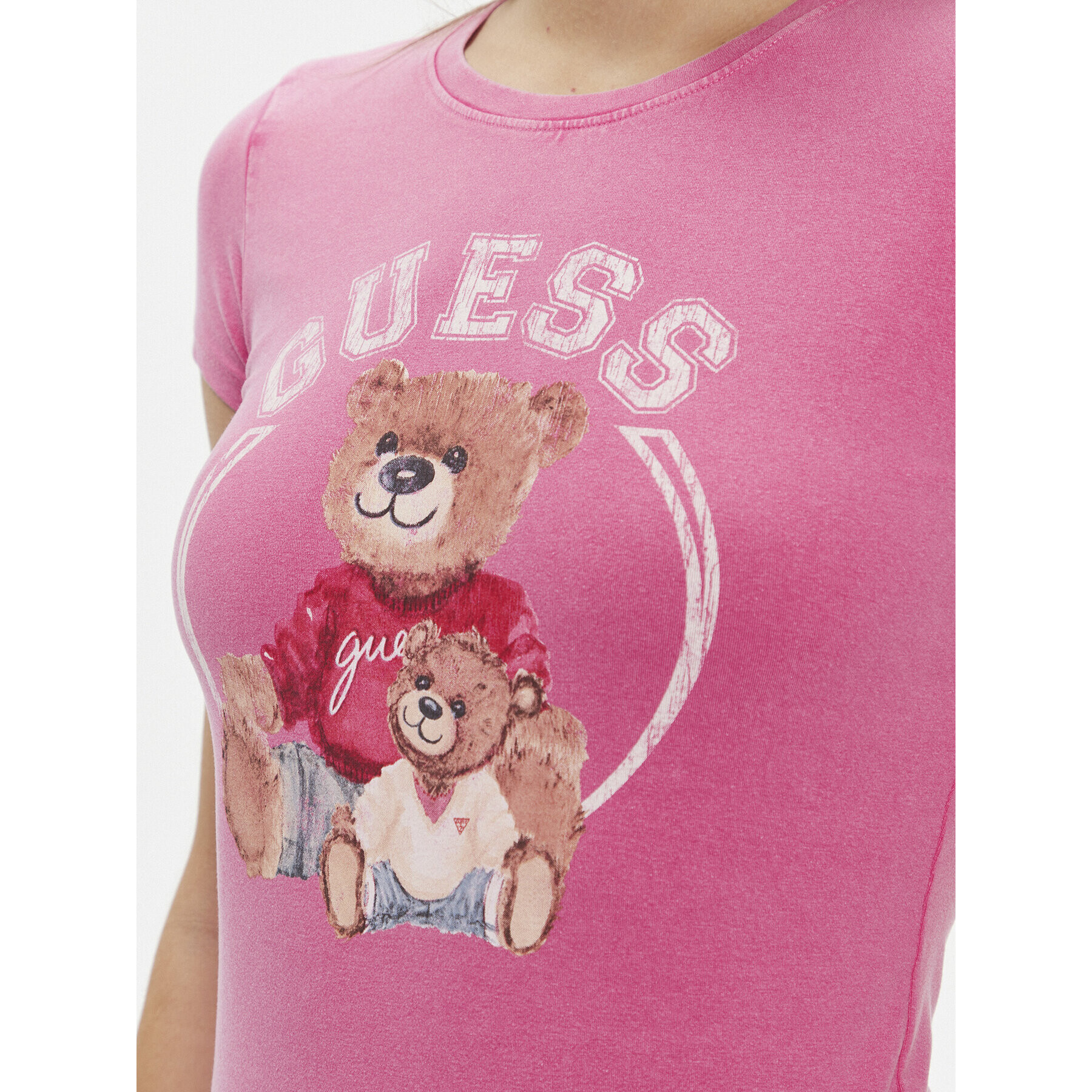 Guess Тишърт W4RI87 K49A1 Розов Slim Fit - Pepit.bg