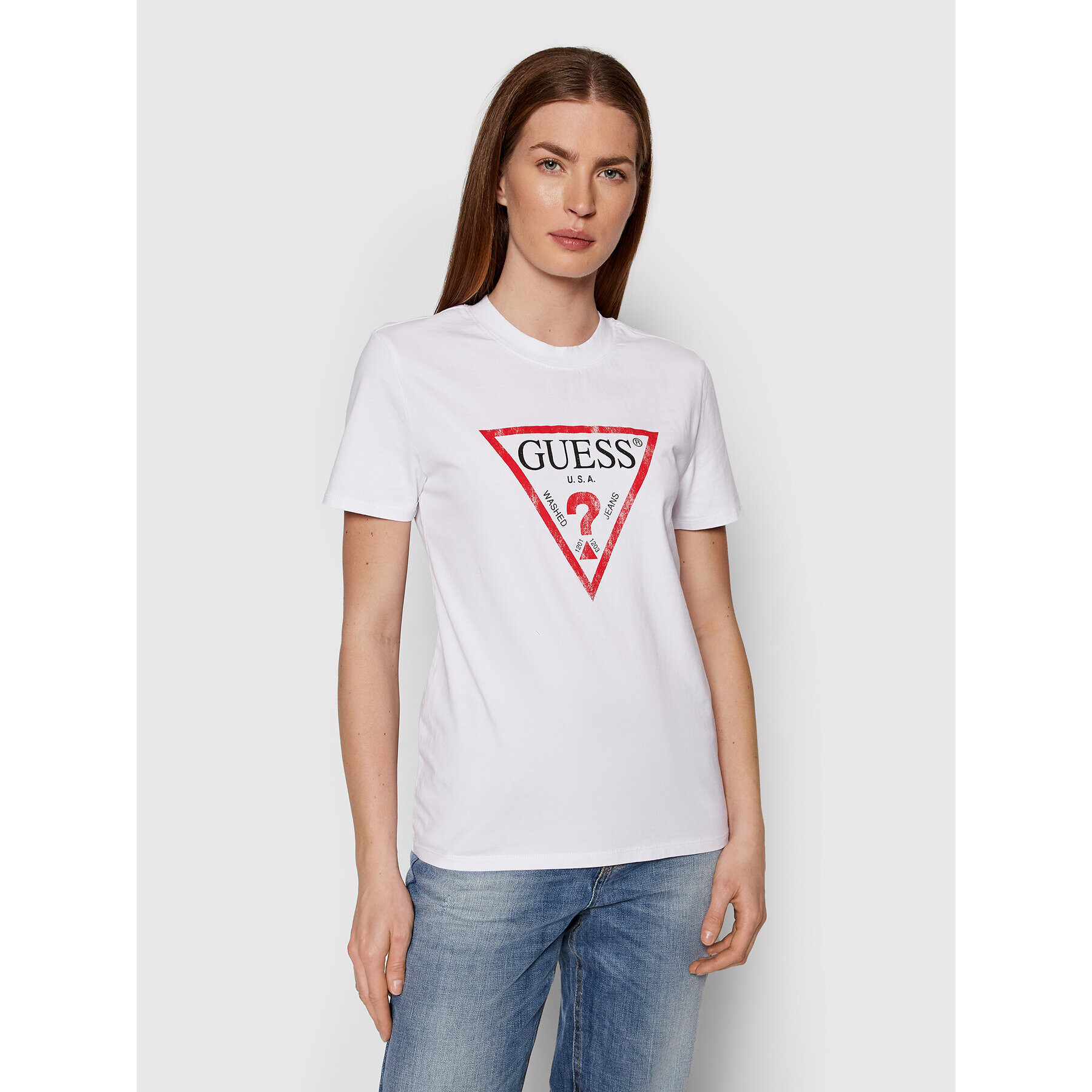 Guess Тишърт W93I0R R9I60 Бял Regular Fit - Pepit.bg