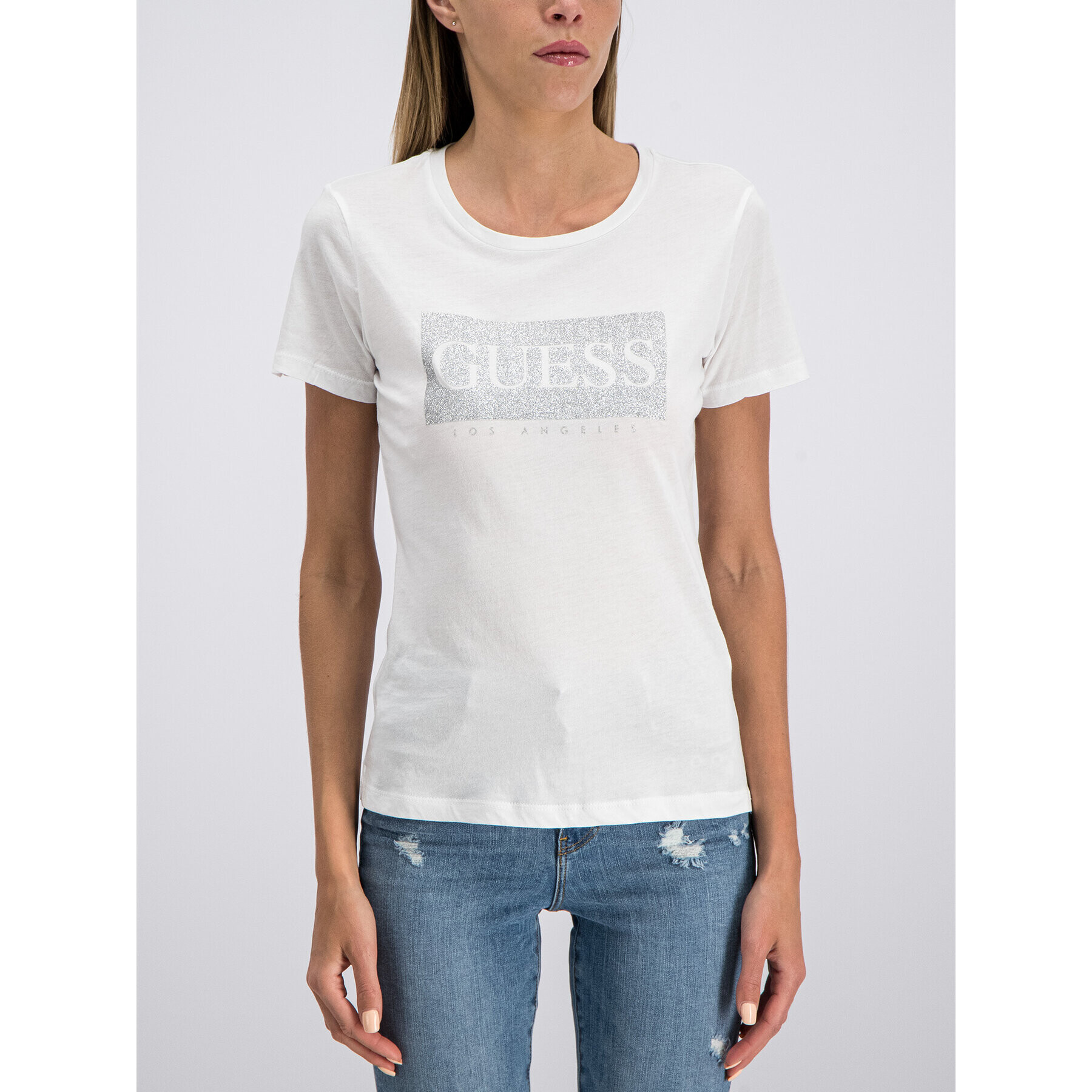 Guess Тишърт W93I80 K7WS0 Бял Slim Fit - Pepit.bg