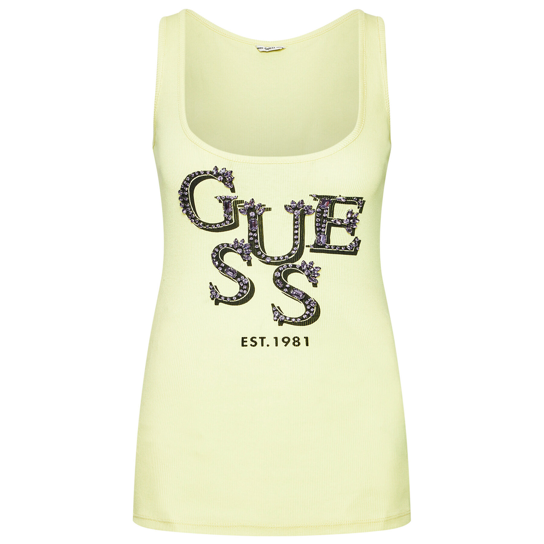 Guess топ Arlene W1GP0J K1811 Жълт Slim Fit - Pepit.bg