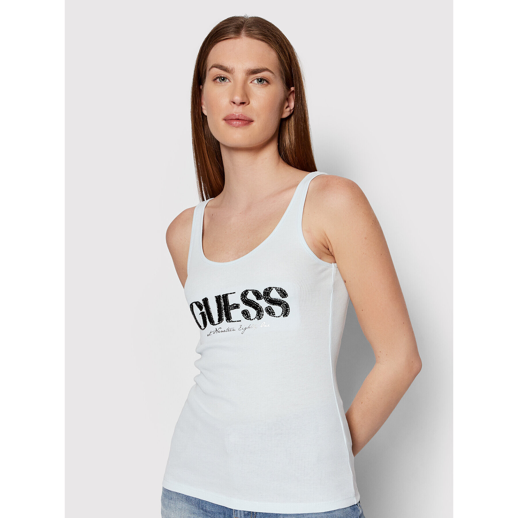 Guess топ Atena W2GP09 K1811 Син Slim Fit - Pepit.bg