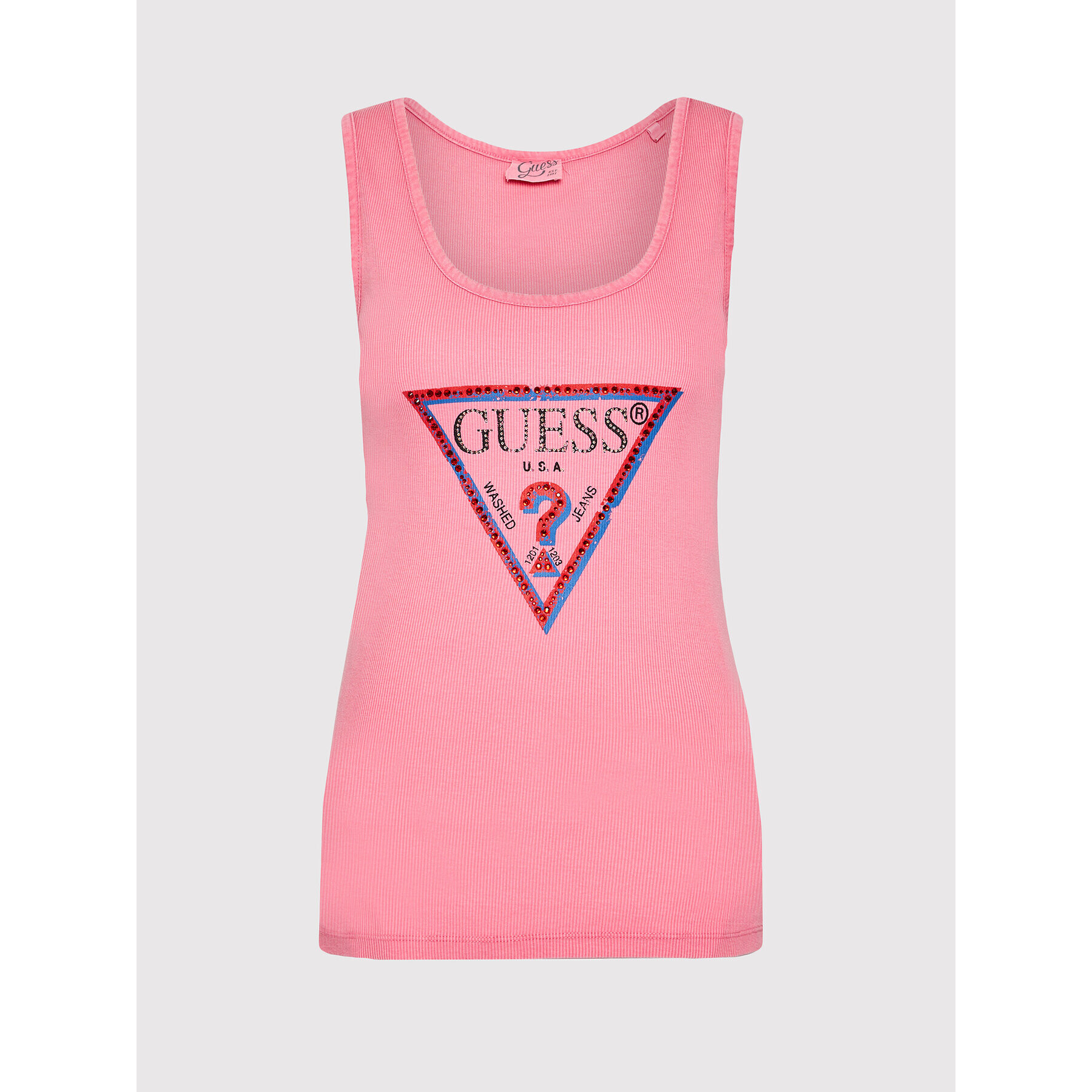 Guess топ Olympia W1YP49 K1811 Розов Slim Fit - Pepit.bg