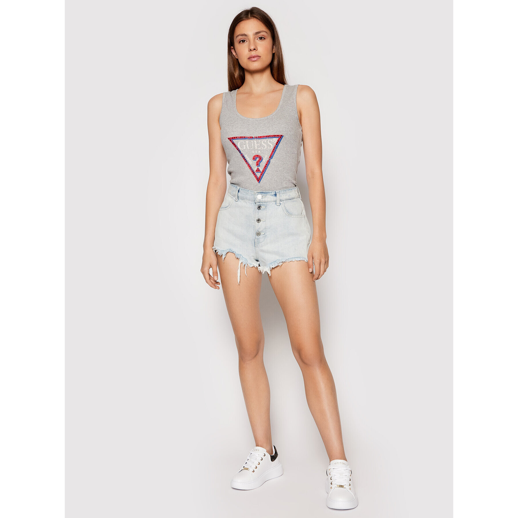 Guess топ Olympia W1YP49 K1811 Сив Regular Fit - Pepit.bg