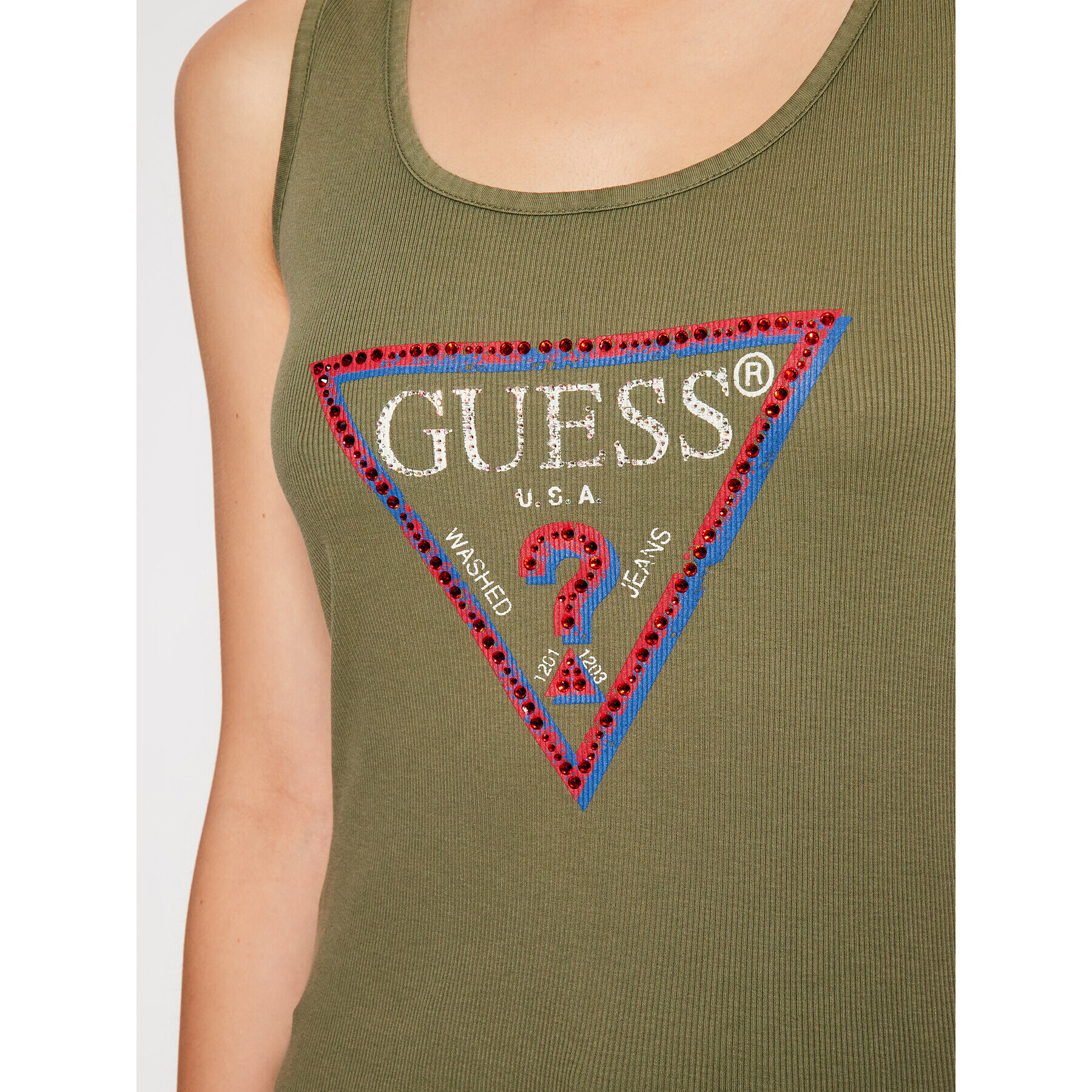 Guess топ Olympia W1YP49 K1811 Зелен Slim Fit - Pepit.bg