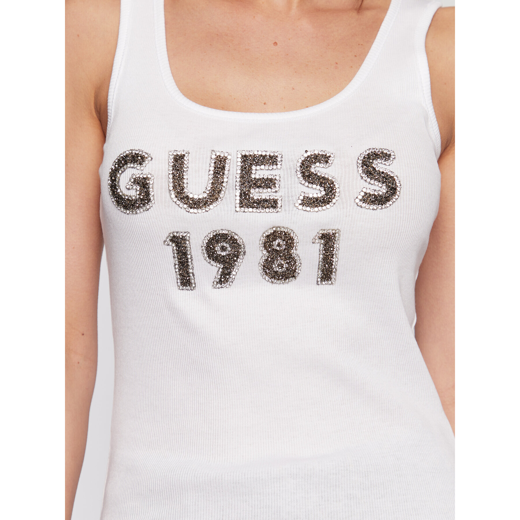 Guess топ Tank Top W3RP07 K1814 Бял Slim Fit - Pepit.bg