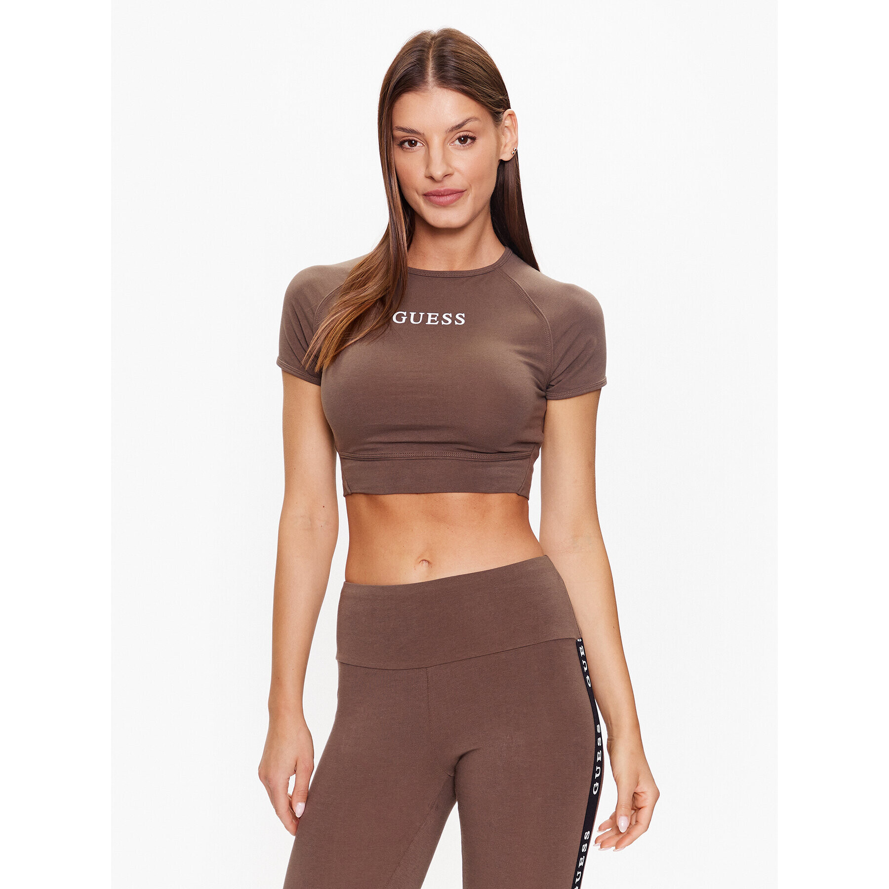 Guess топ V3RP16 KABR0 Каки Slim Fit - Pepit.bg