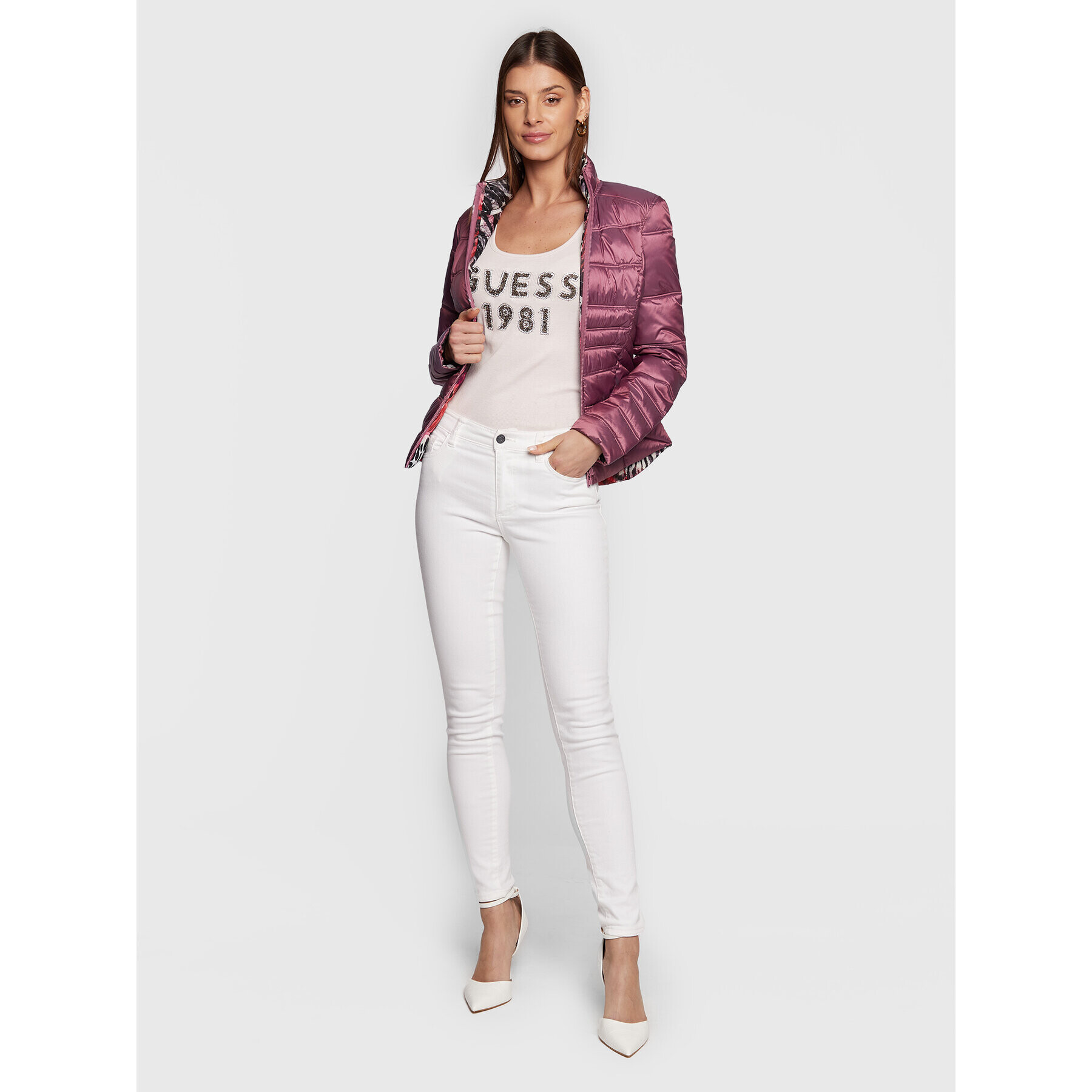 Guess топ W3RP07 K1814 Розов Slim Fit - Pepit.bg