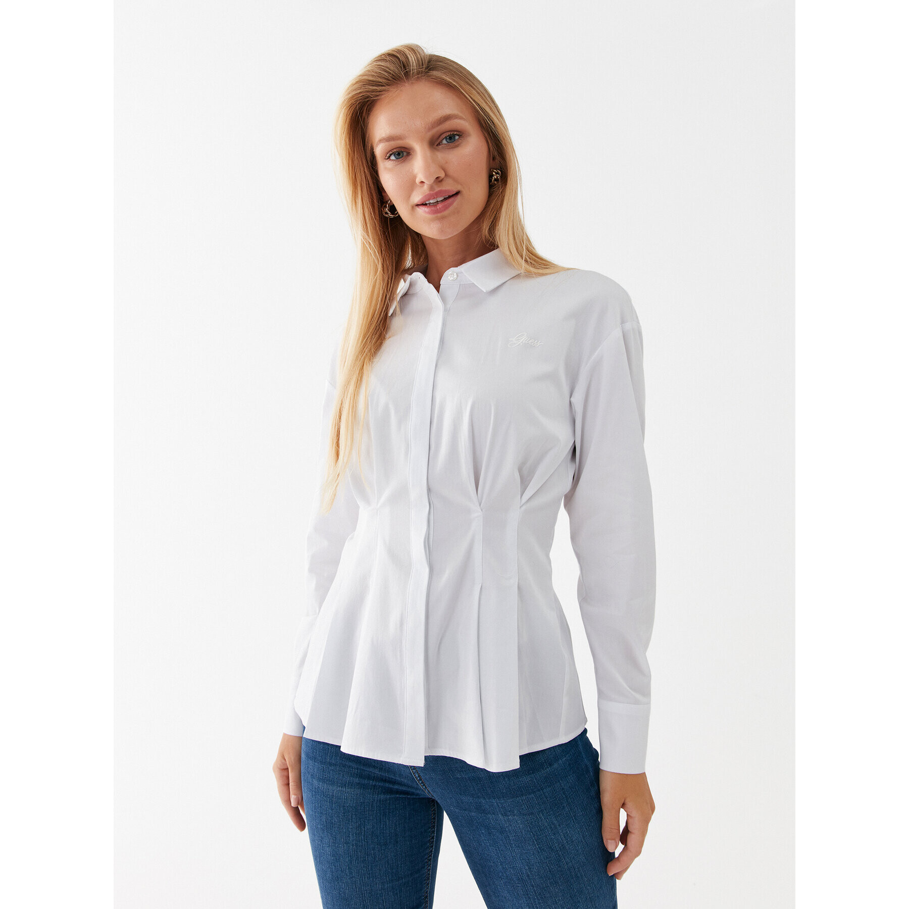 Guess Риза W3YH51 WE2Q0 Бял Regular Fit - Pepit.bg