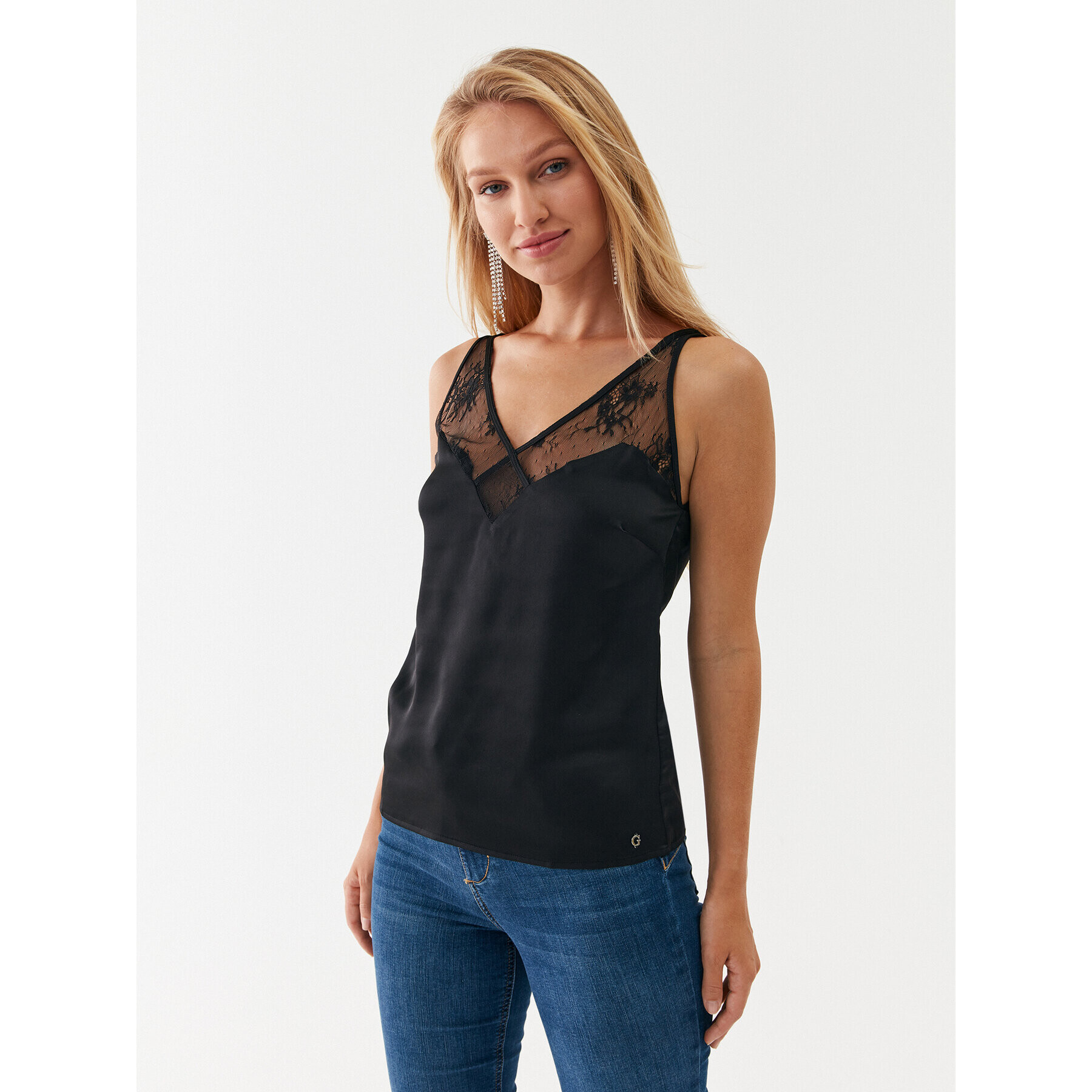 Guess топ W3YH55 WD8G2 Черен Regular Fit - Pepit.bg