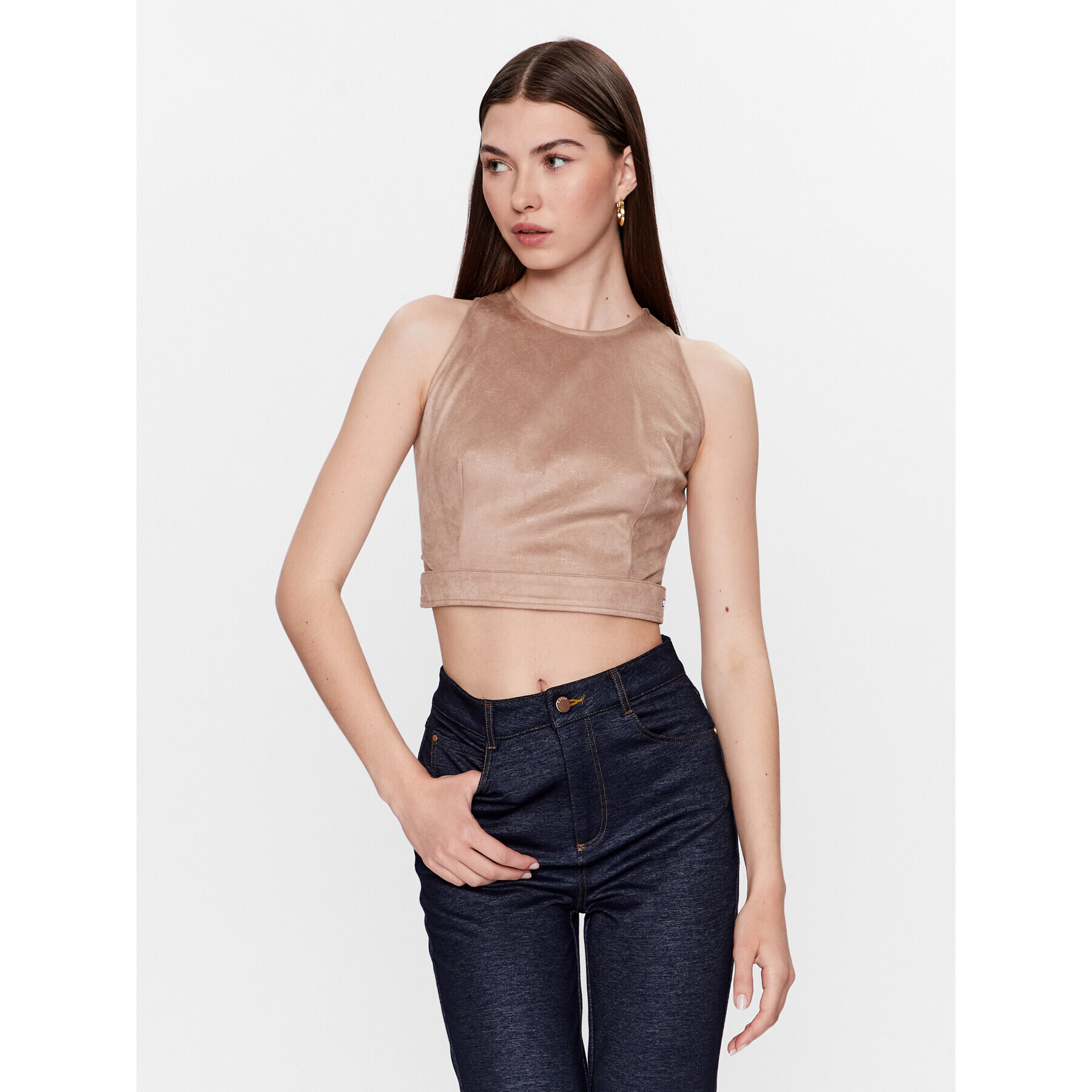 Guess топ W3YH56 WFIY0 Бежов Slim Fit - Pepit.bg