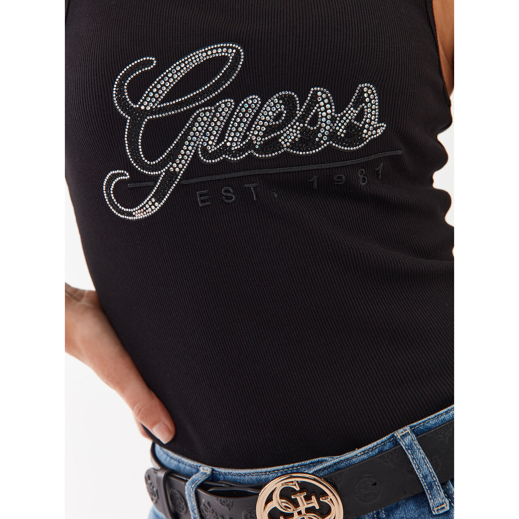 Guess топ W3YP10 K1814 Черен Slim Fit - Pepit.bg