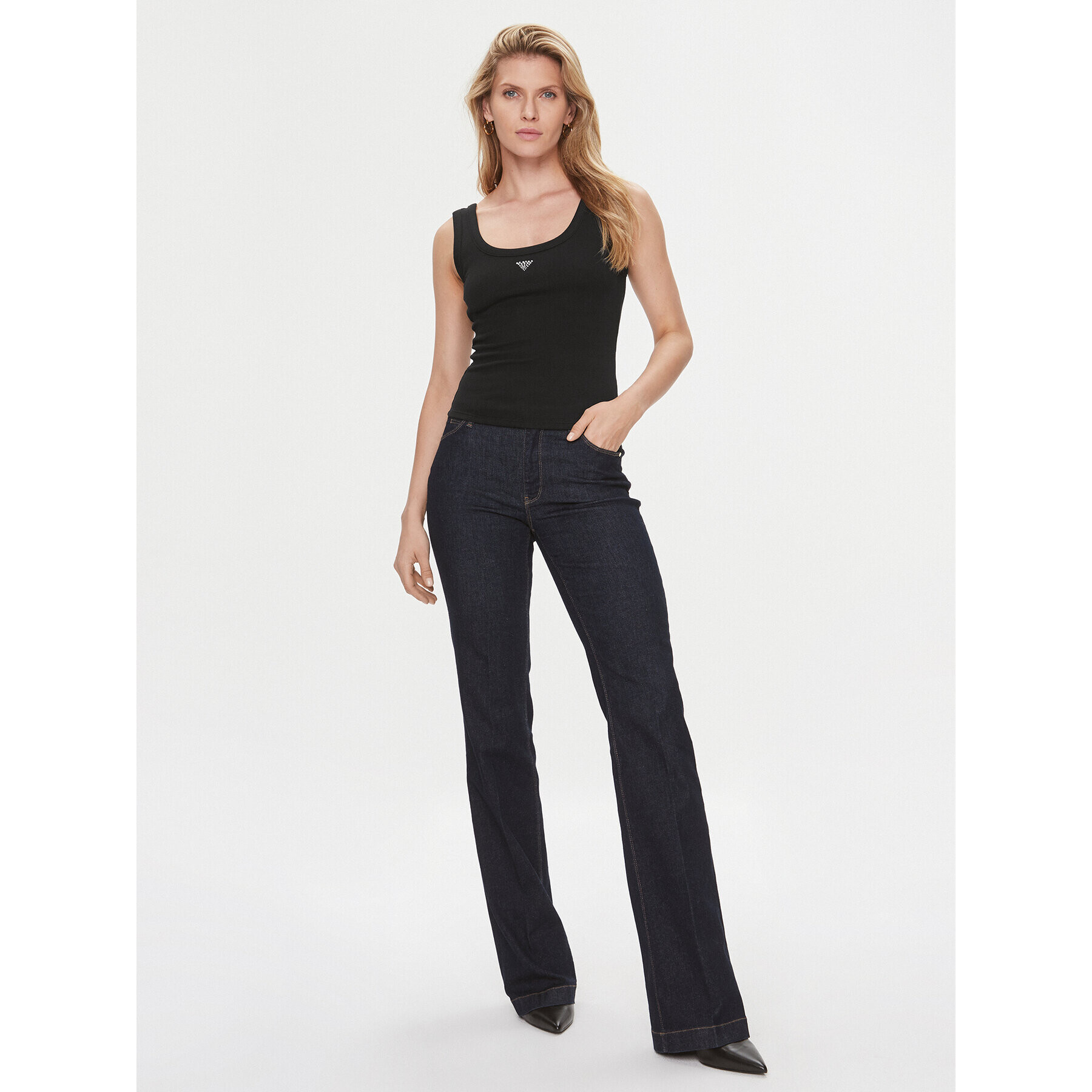 Guess топ W3YP68 KA0H1 Черен Regular Fit - Pepit.bg