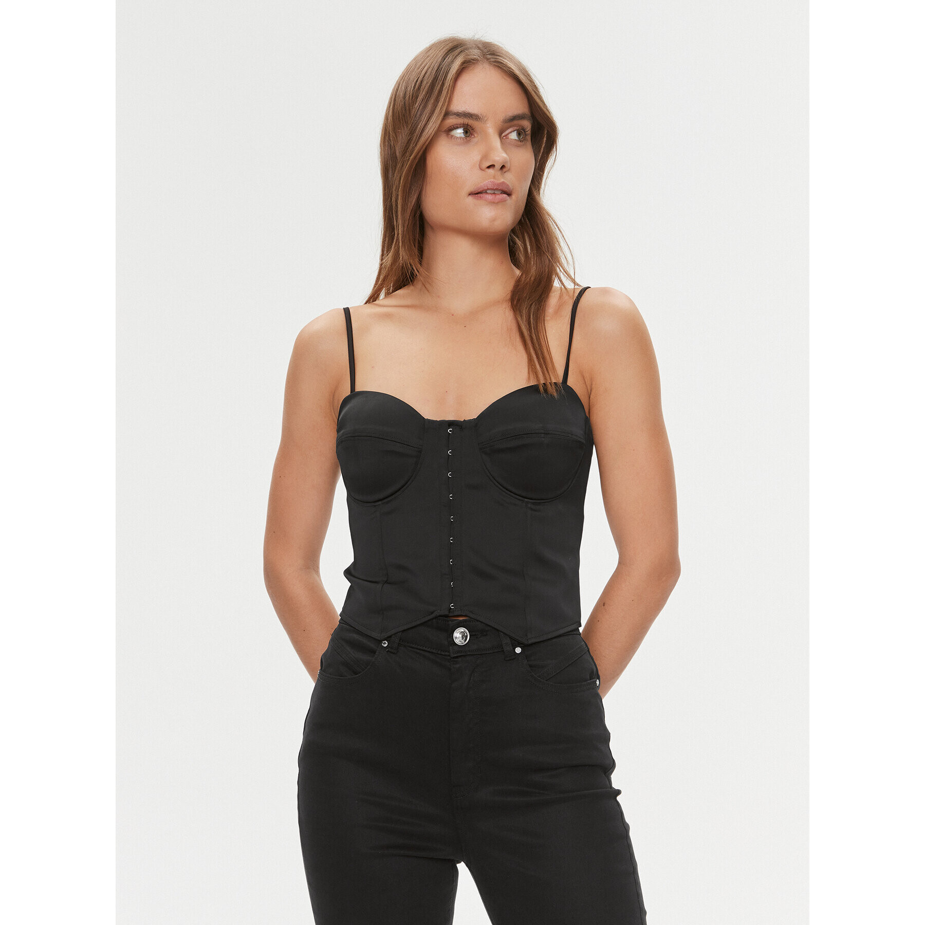 Guess топ W4RH17 WD1R2 Черен Slim Fit - Pepit.bg