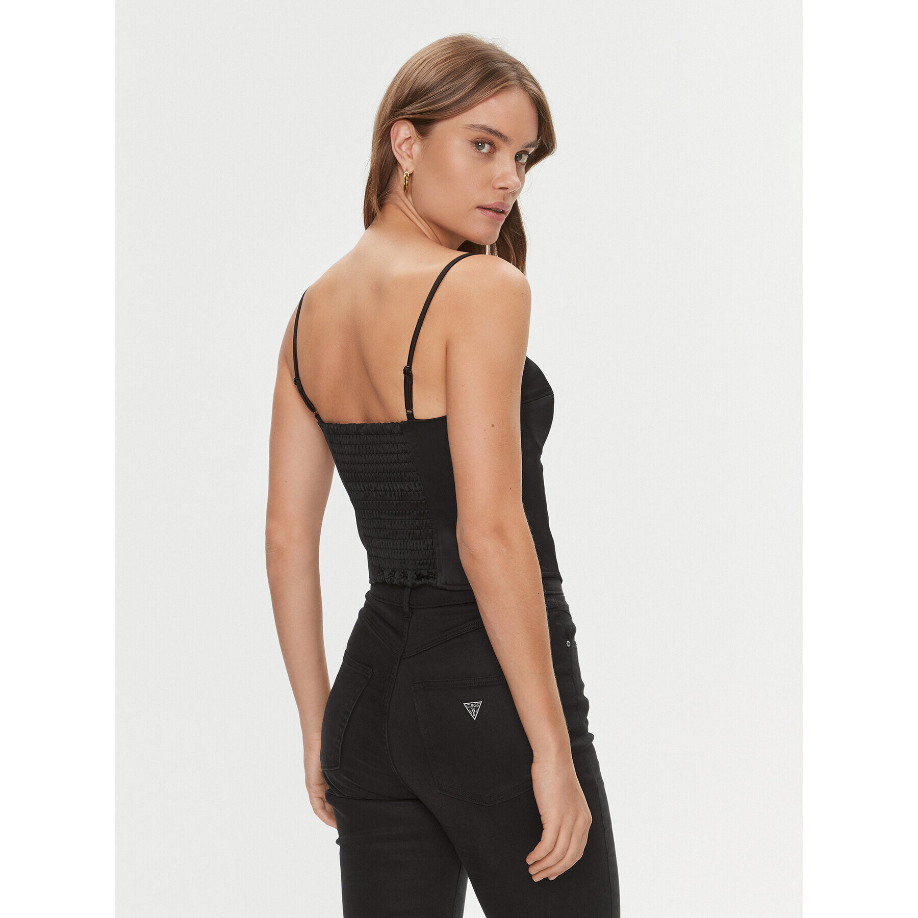 Guess топ W4RH17 WD1R2 Черен Slim Fit - Pepit.bg