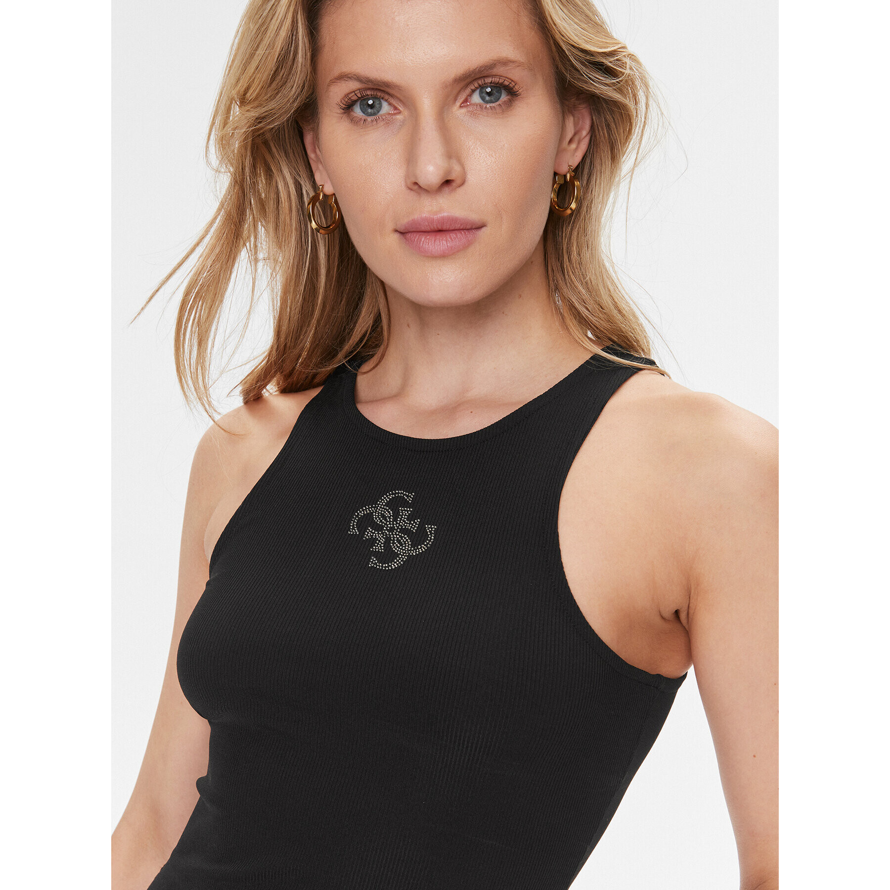 Guess топ W4RP43 KAZH2 Черен Slim Fit - Pepit.bg