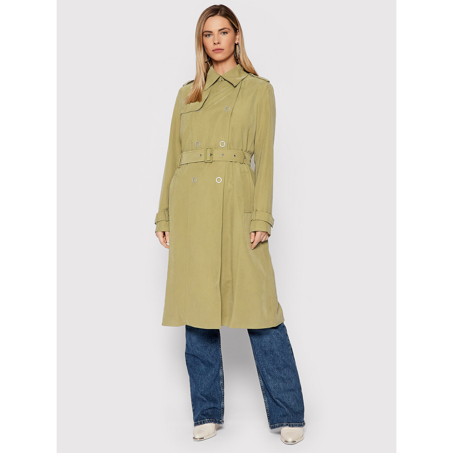 Guess Тренч Gemma W2RL02 WE0K0 Зелен Slim Fit - Pepit.bg