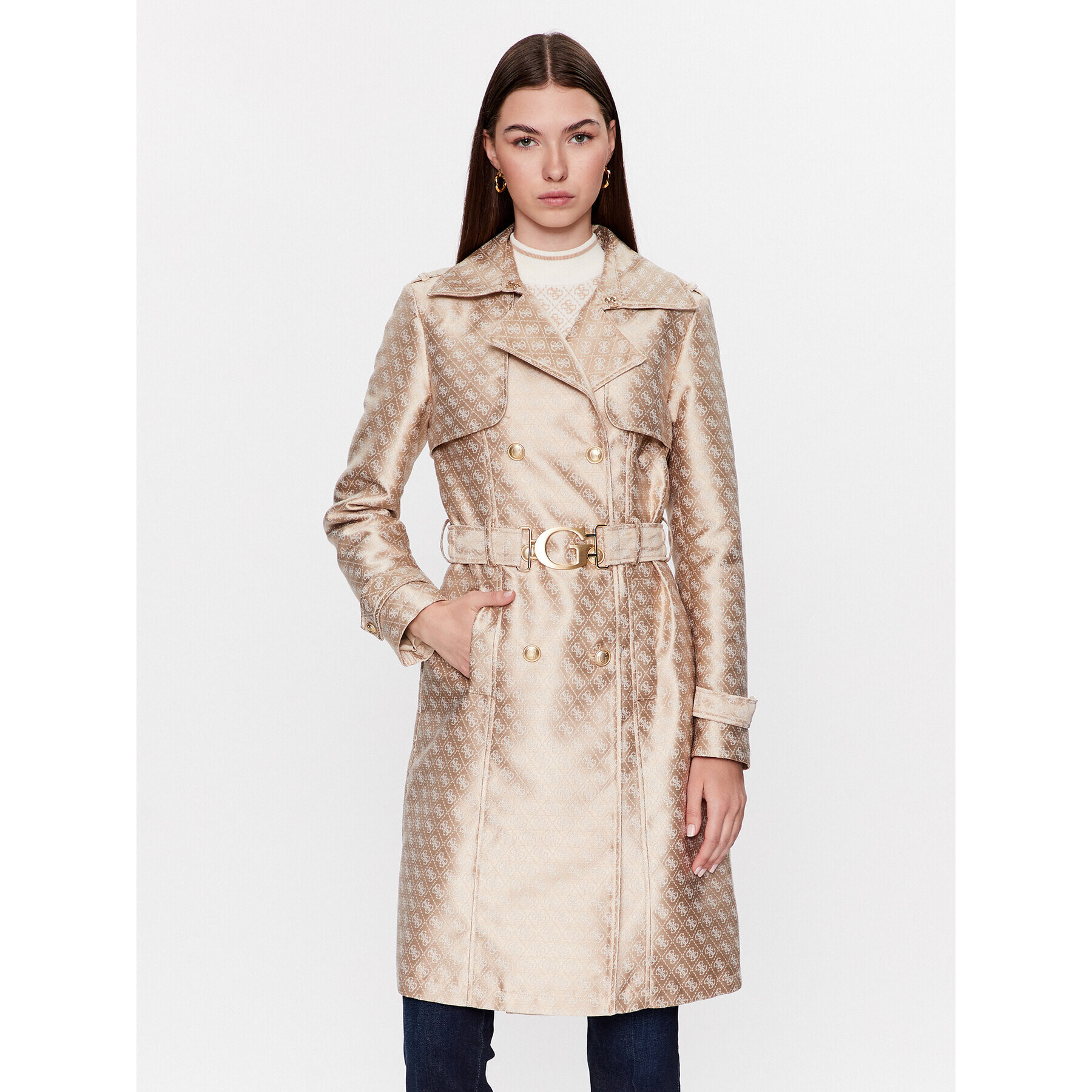 Guess Тренч W3YL03 WFIR2 Бежов Regular Fit - Pepit.bg