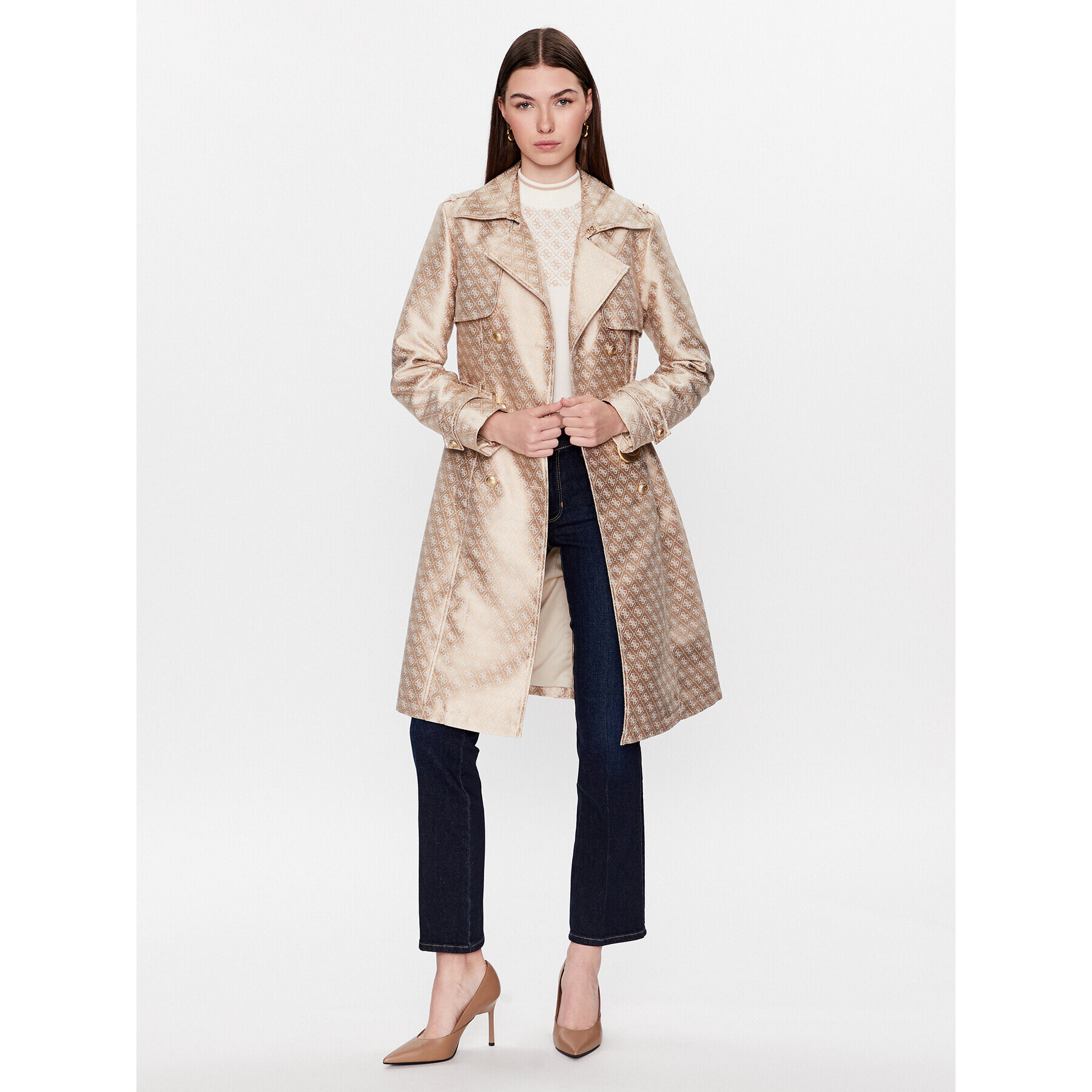 Guess Тренч W3YL03 WFIR2 Бежов Regular Fit - Pepit.bg