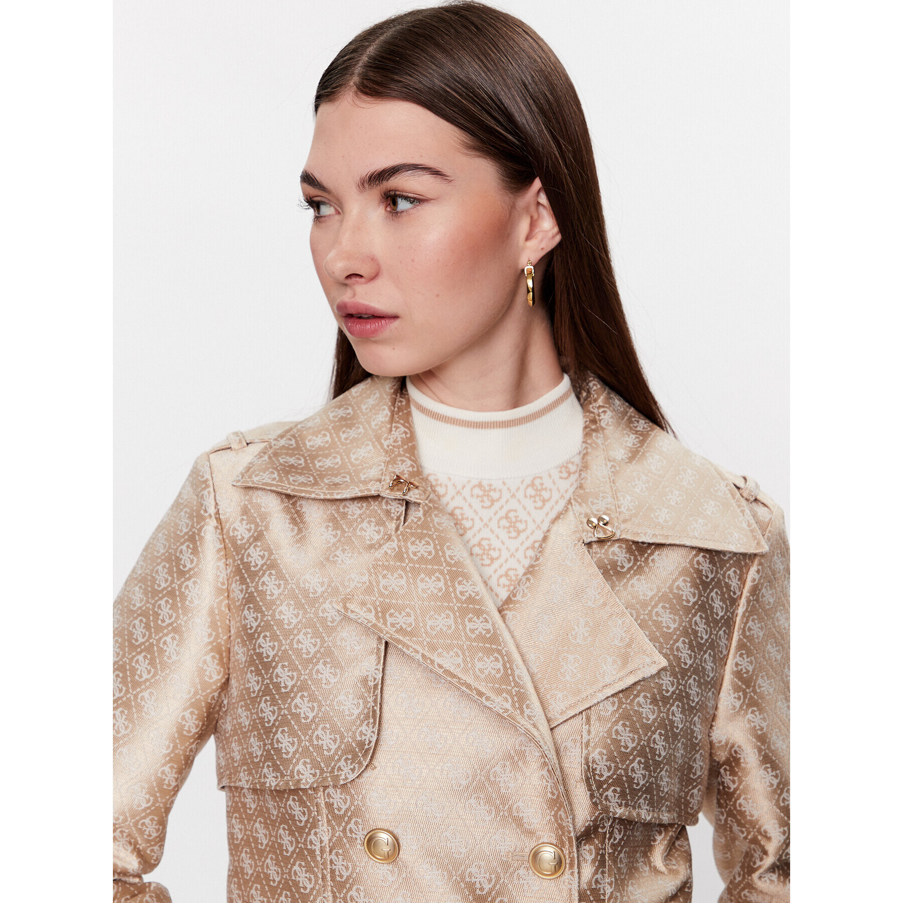 Guess Тренч W3YL03 WFIR2 Бежов Regular Fit - Pepit.bg
