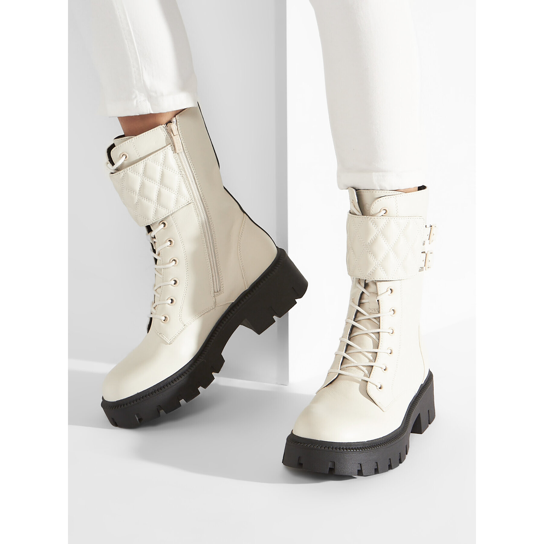 Guess Туристически oбувки Sery FL7SER LEA10 Бял - Pepit.bg