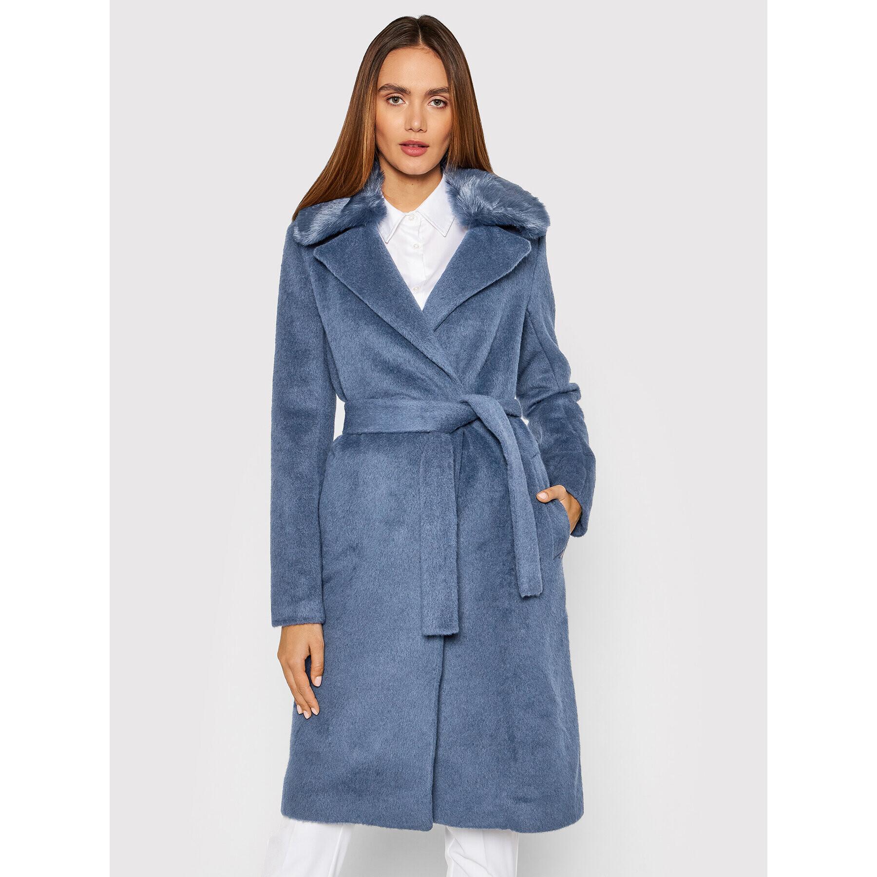 Guess Вълнено палто Brenda W1BL11 WE4B0 Син Regular Fit - Pepit.bg
