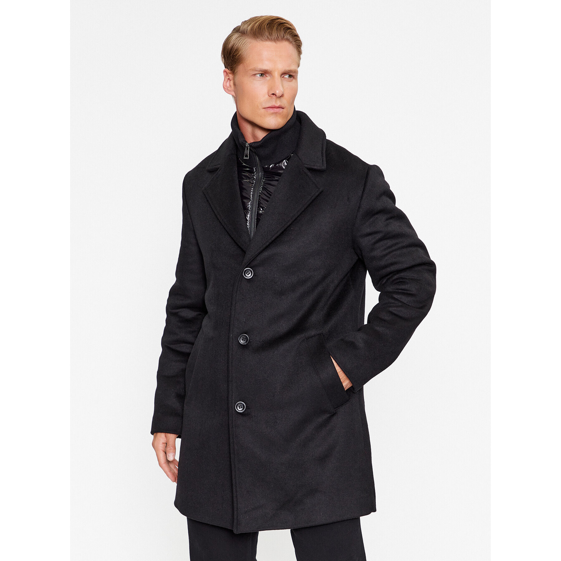 Guess Вълнено палто M3BL35 WFPB0 Черен Regular Fit - Pepit.bg