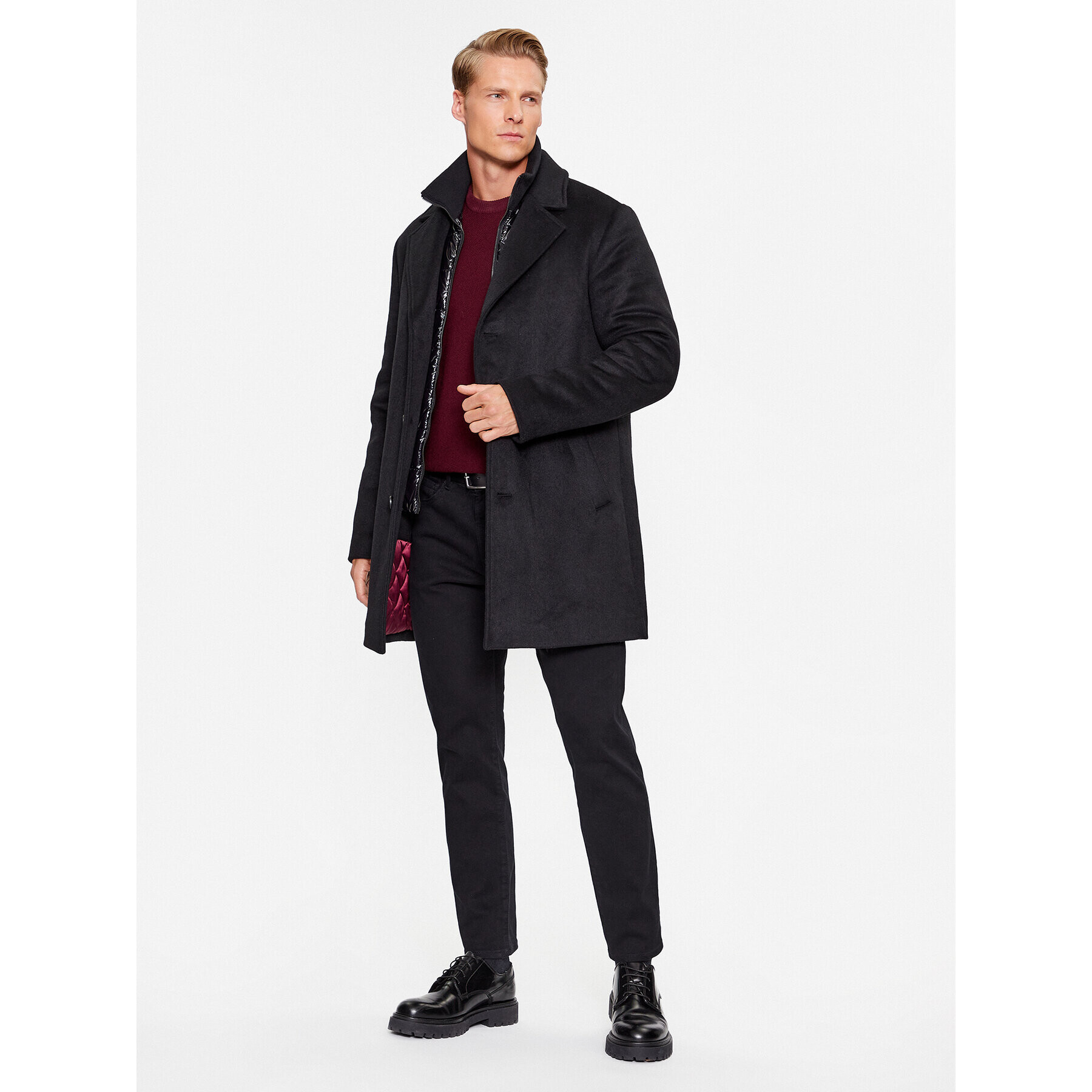 Guess Вълнено палто M3BL35 WFPB0 Черен Regular Fit - Pepit.bg