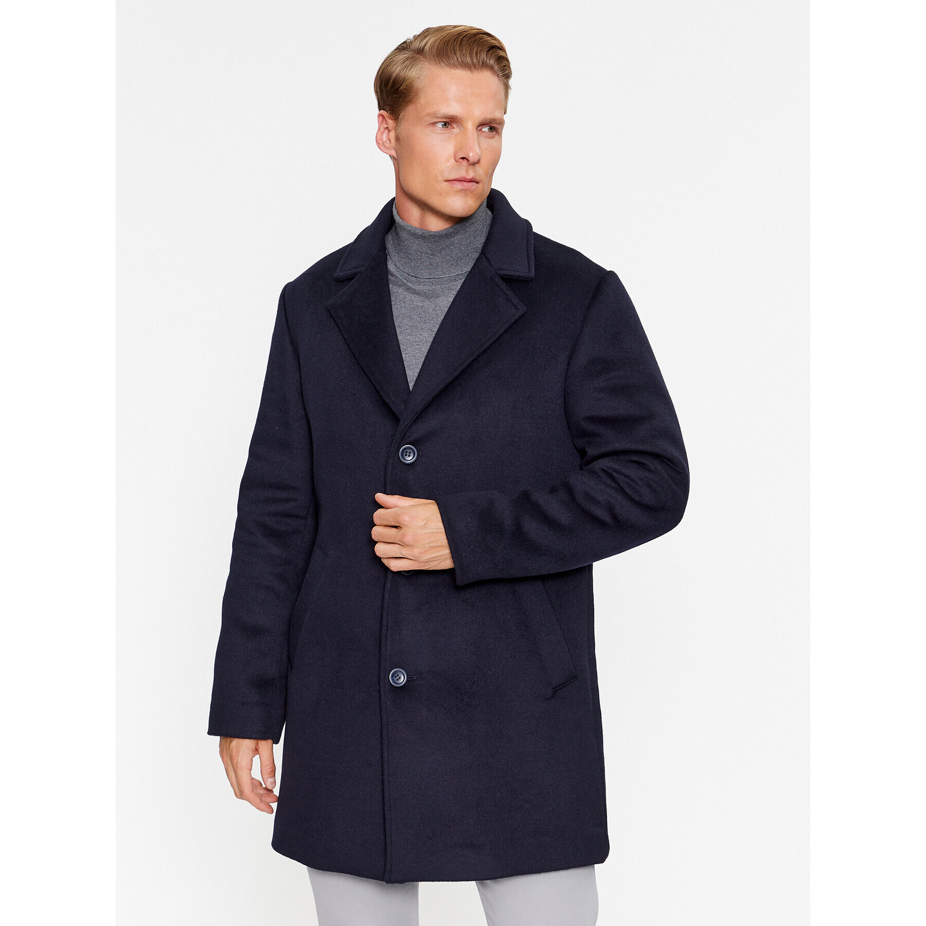 Guess Вълнено палто M3BL35 WFPB0 Тъмносин Regular Fit - Pepit.bg