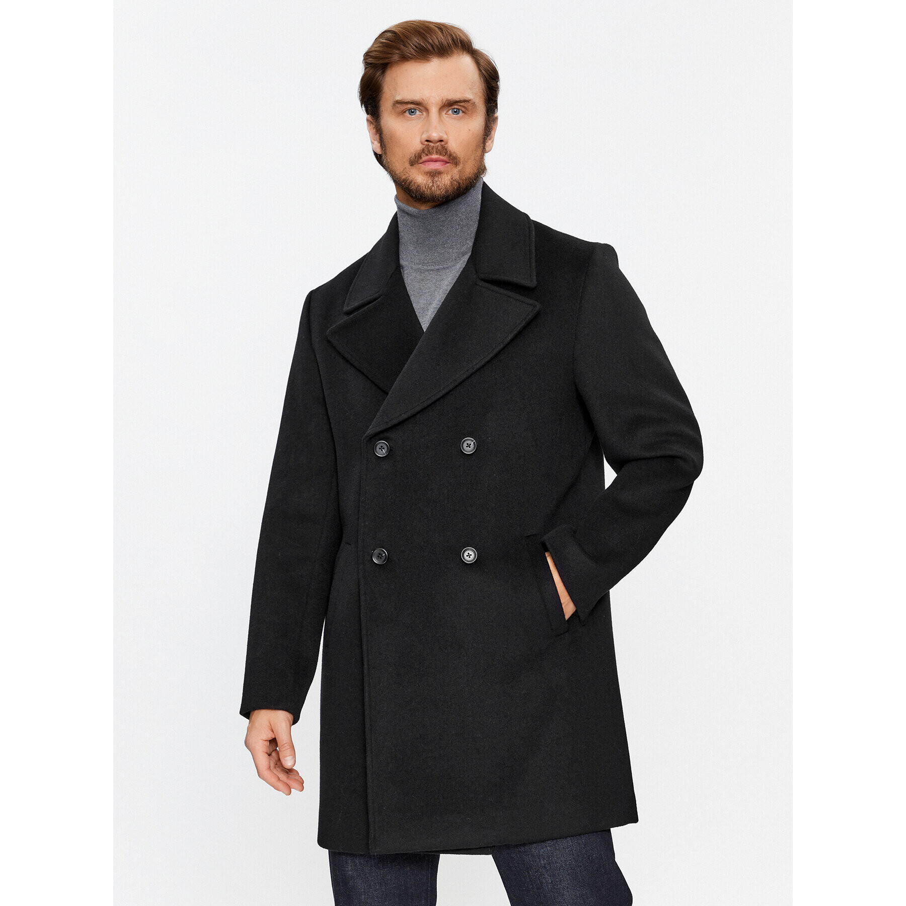 Guess Вълнено палто M3BL40 WFO00 Черен Regular Fit - Pepit.bg