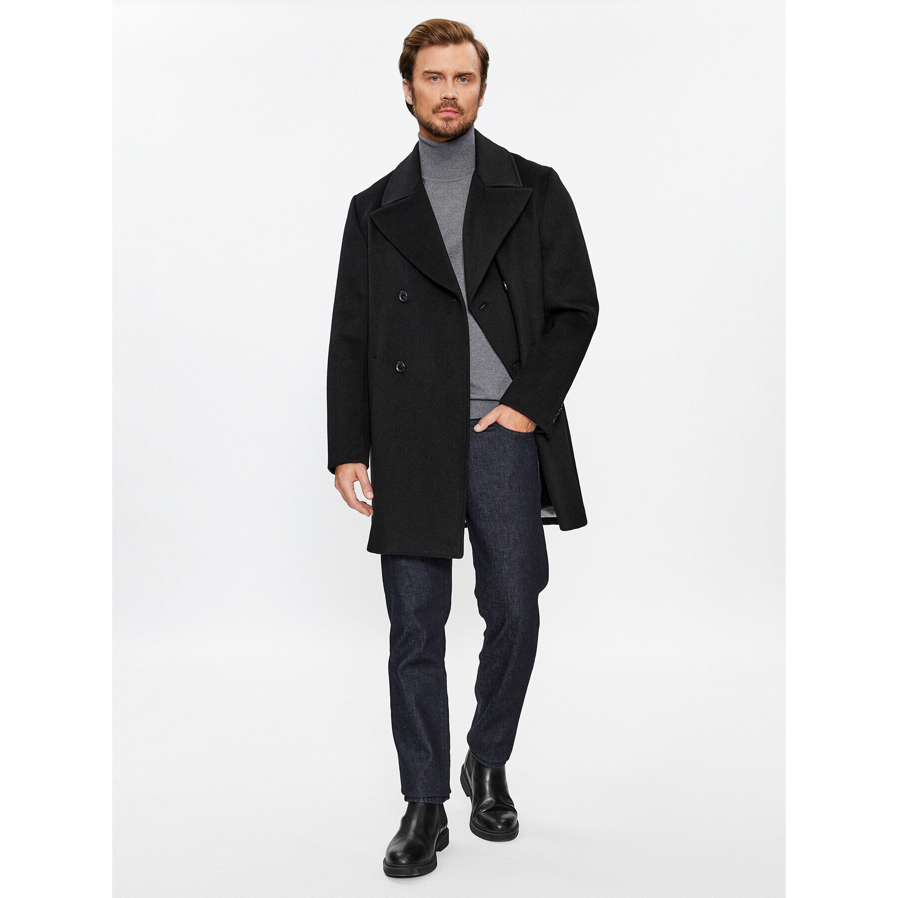 Guess Вълнено палто M3BL40 WFO00 Черен Regular Fit - Pepit.bg