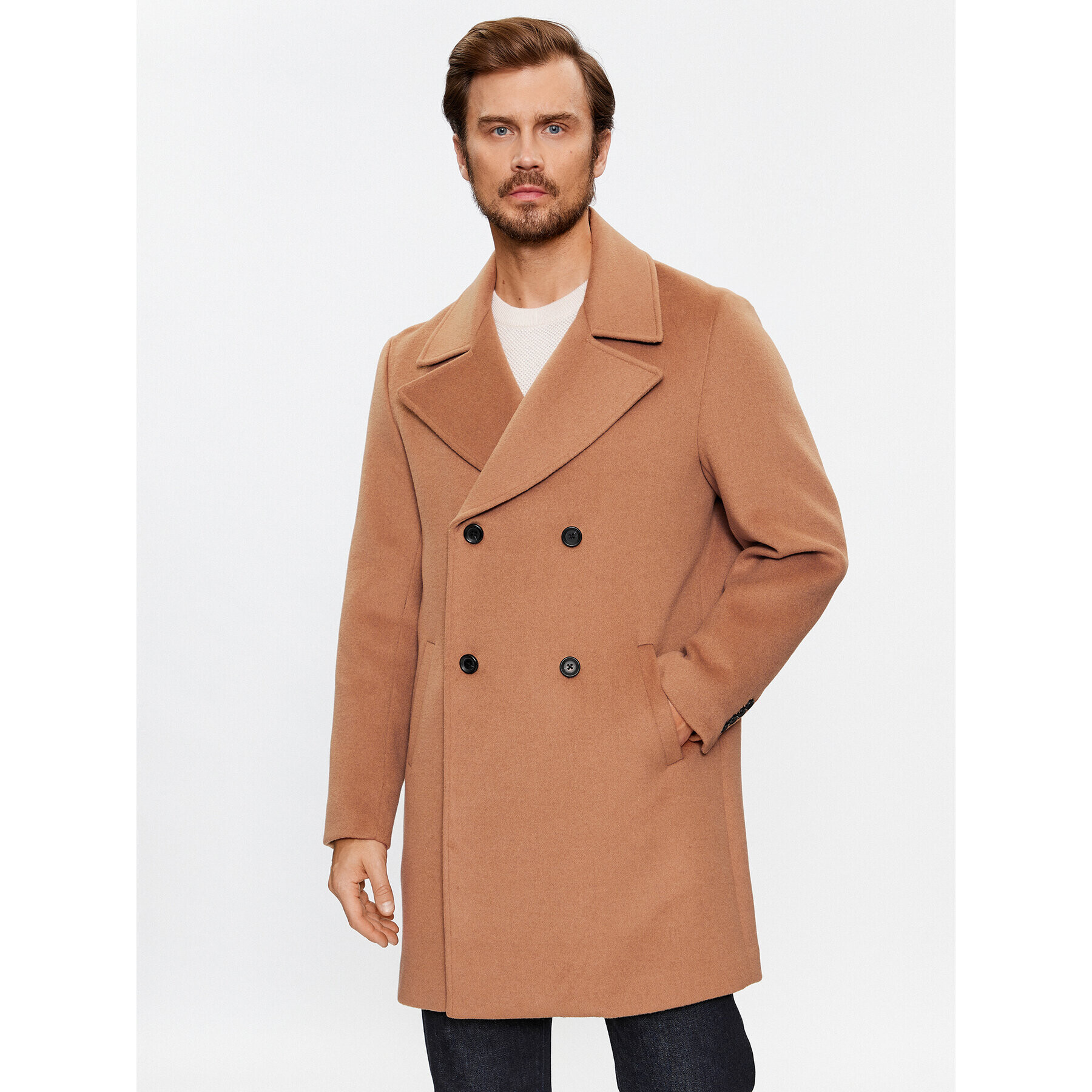 Guess Вълнено палто M3BL40 WFO00 Кафяв Regular Fit - Pepit.bg