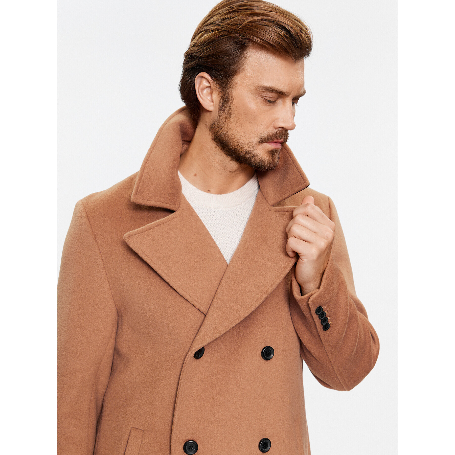 Guess Вълнено палто M3BL40 WFO00 Кафяв Regular Fit - Pepit.bg