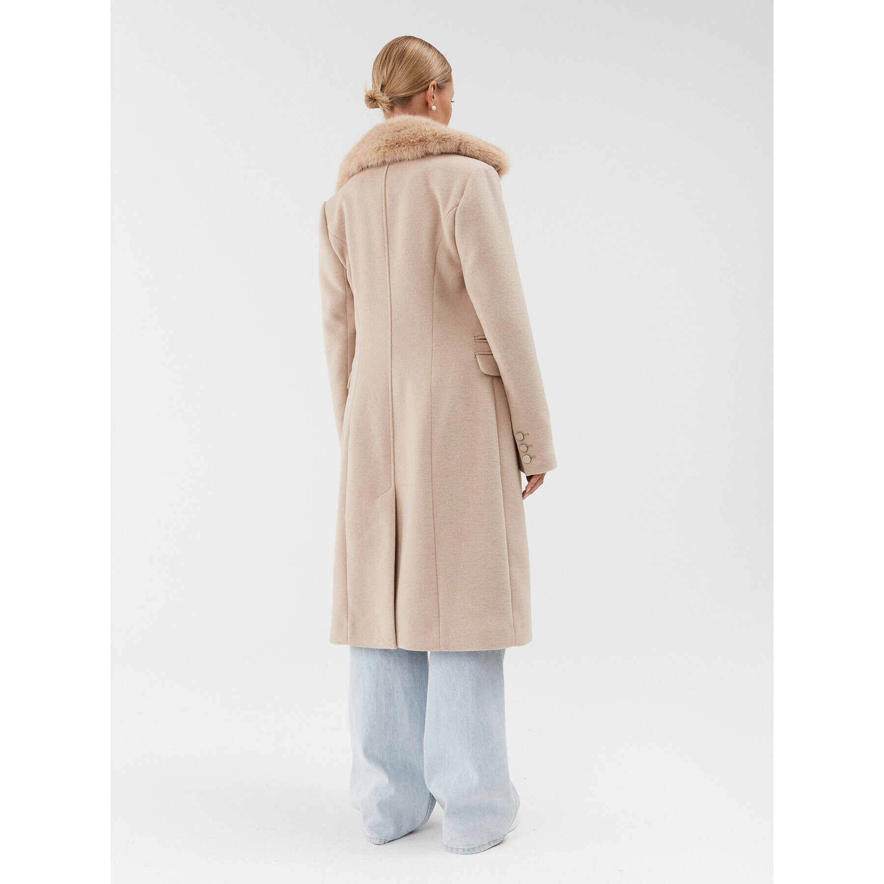 Guess Вълнено палто W3BL20 WFIH2 Бежов Regular Fit - Pepit.bg