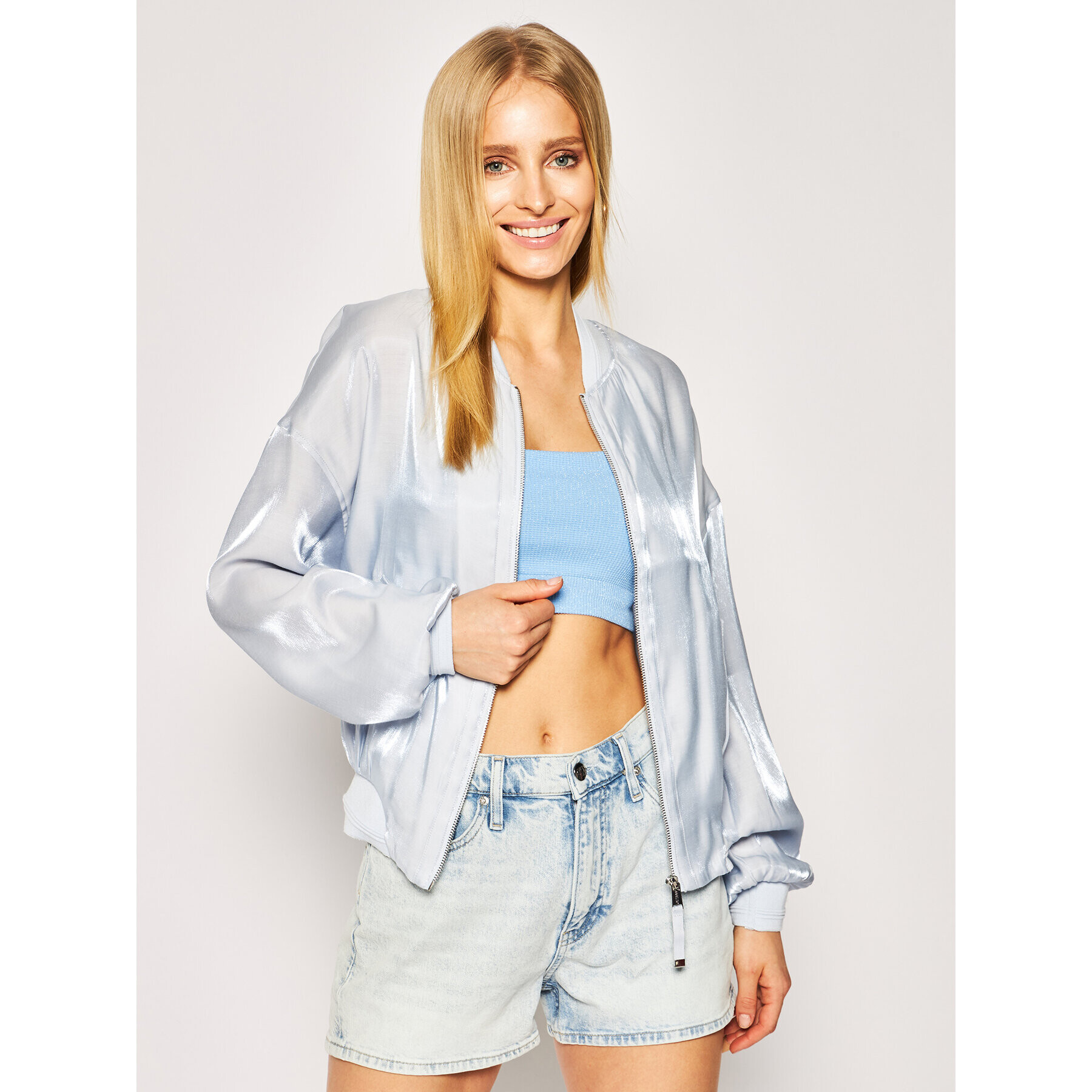 Guess Яке бомбър Chloe W0GL24 WCUA0 Син Regular Fit - Pepit.bg