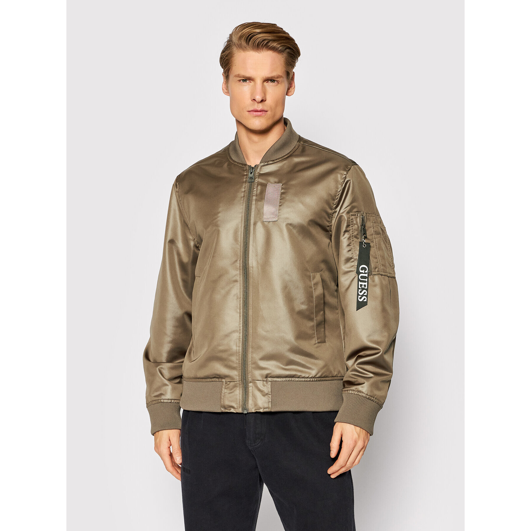 Guess Яке бомбър Es Satin M1GL01 R81M2 Кафяв Relaxed Fit - Pepit.bg