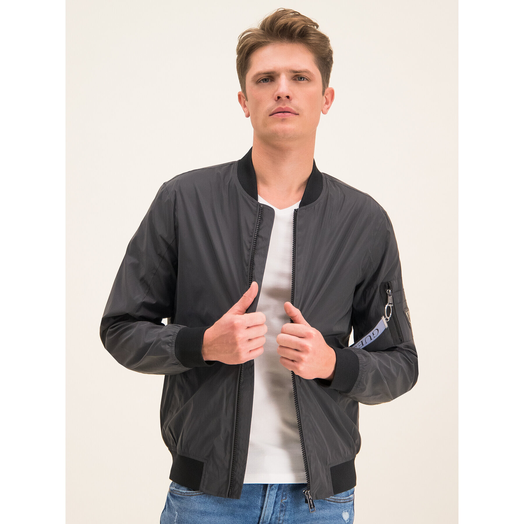 Guess Яке бомбър M01L51 WCIE0 Черен Regular Fit - Pepit.bg