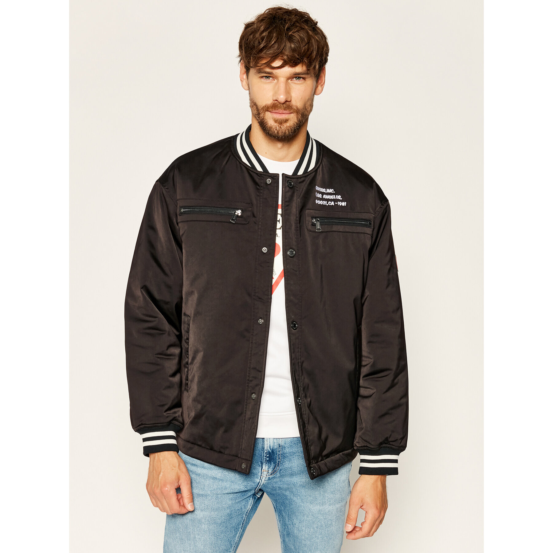 Guess Яке бомбър New Varsity M0YL52 WD300 Черен Regular Fit - Pepit.bg