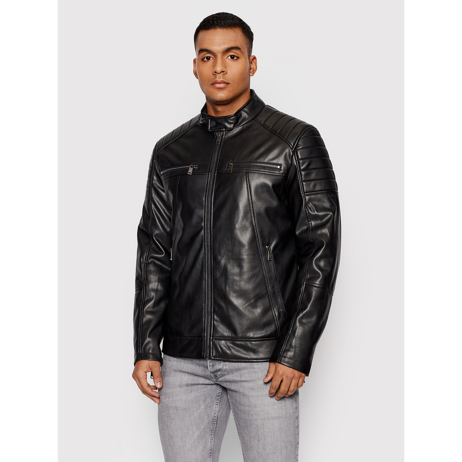 Guess Яке от имитация на кожа Motorcycle M2RL04 WE480 Черен Regular Fit - Pepit.bg