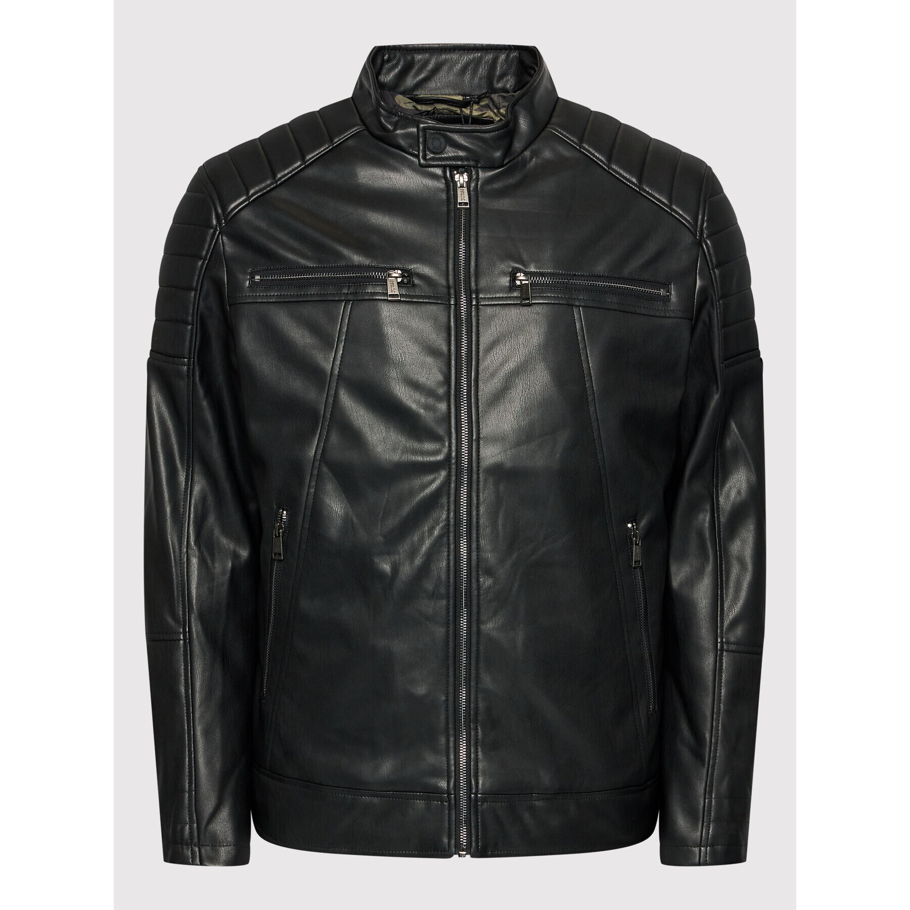 Guess Яке от имитация на кожа Motorcycle M2RL04 WE480 Черен Regular Fit - Pepit.bg