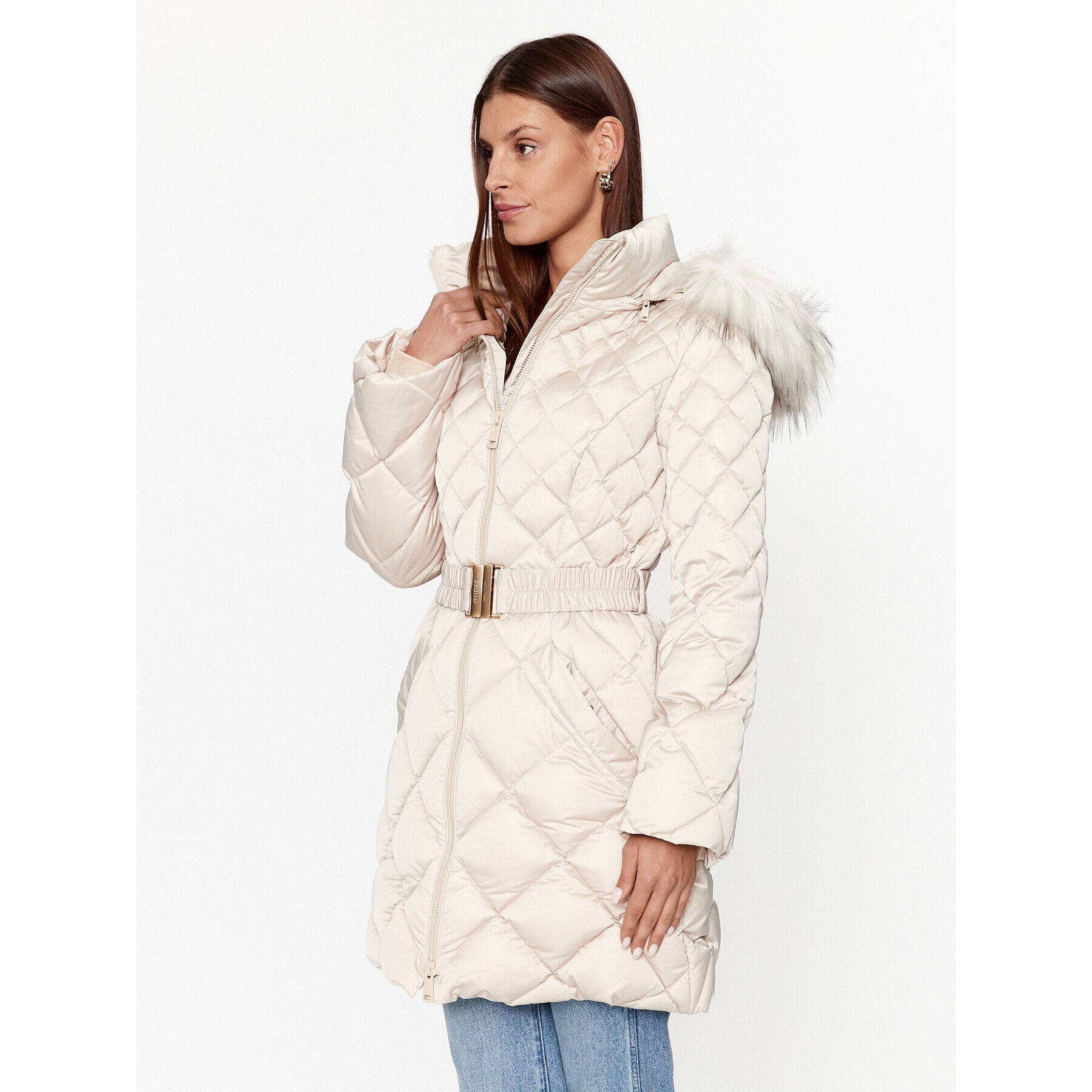 Guess Зимно палто W3BL36 WEX52 Бежов Regular Fit - Pepit.bg