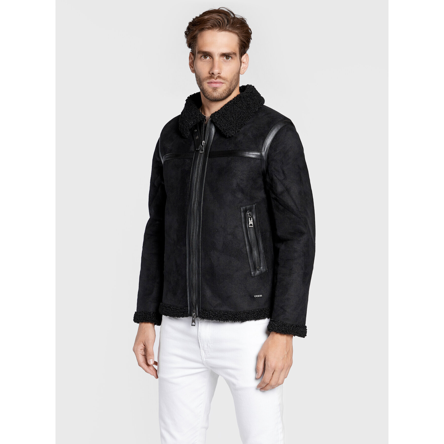 Guess Зимно яке Shearling M2BL33 WEZA2 Черен Regular Fit - Pepit.bg