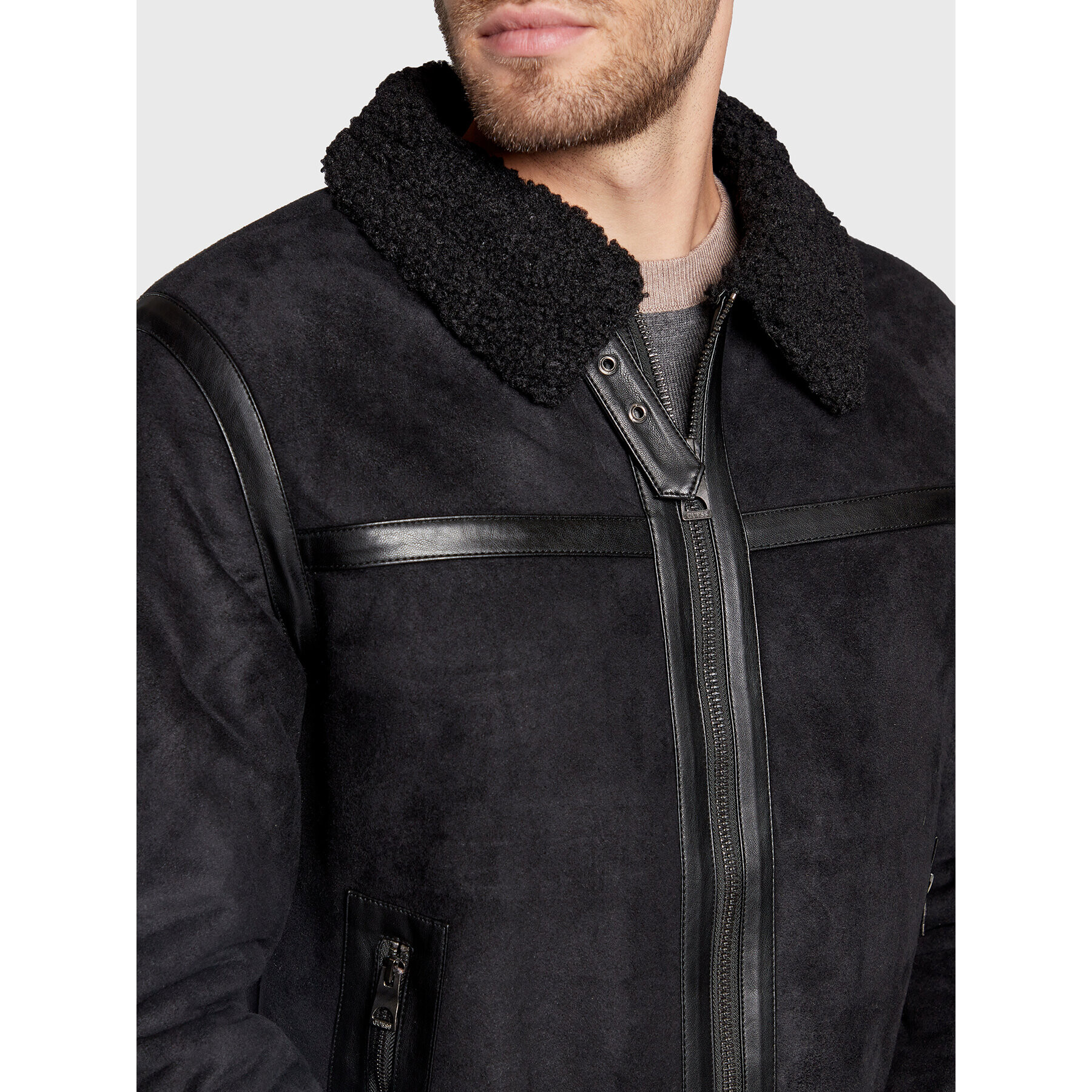 Guess Зимно яке Shearling M2BL33 WEZA2 Черен Regular Fit - Pepit.bg