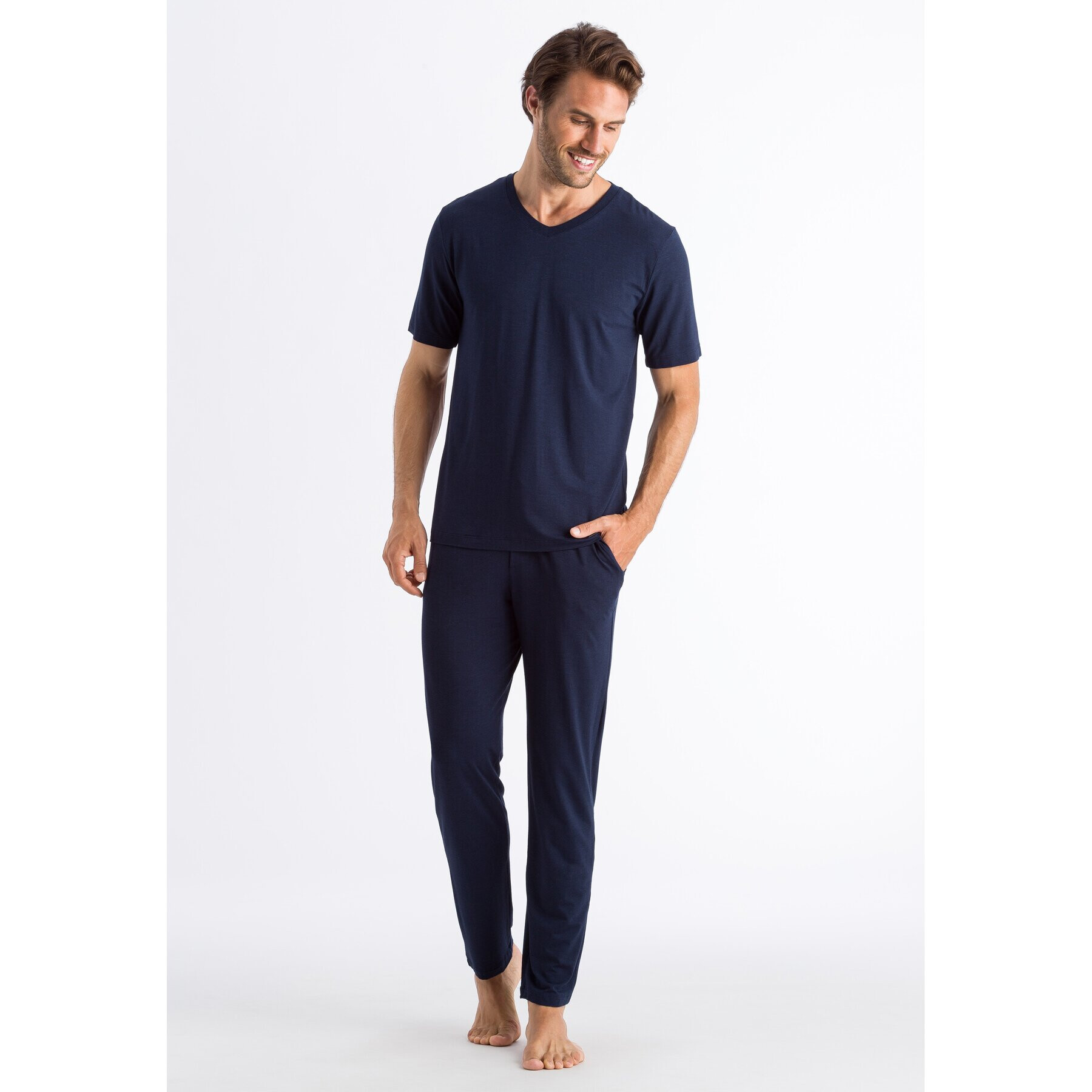 Hanro Тишърт Casuals 5035 Тъмносин Regular Fit - Pepit.bg