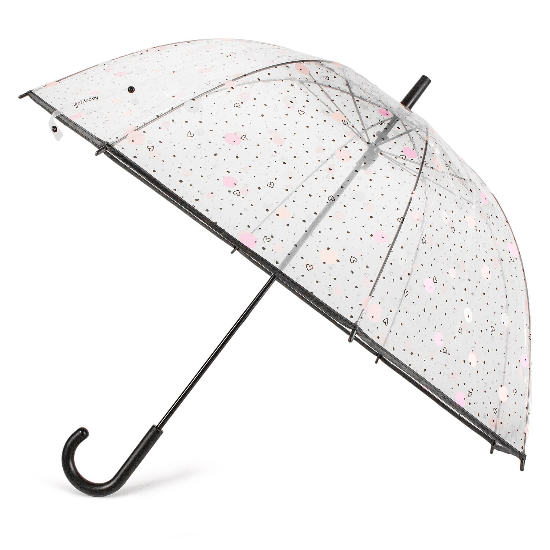 Happy Rain Чадър Long Domeshape Dots & Hearts 40983 Бял - Pepit.bg