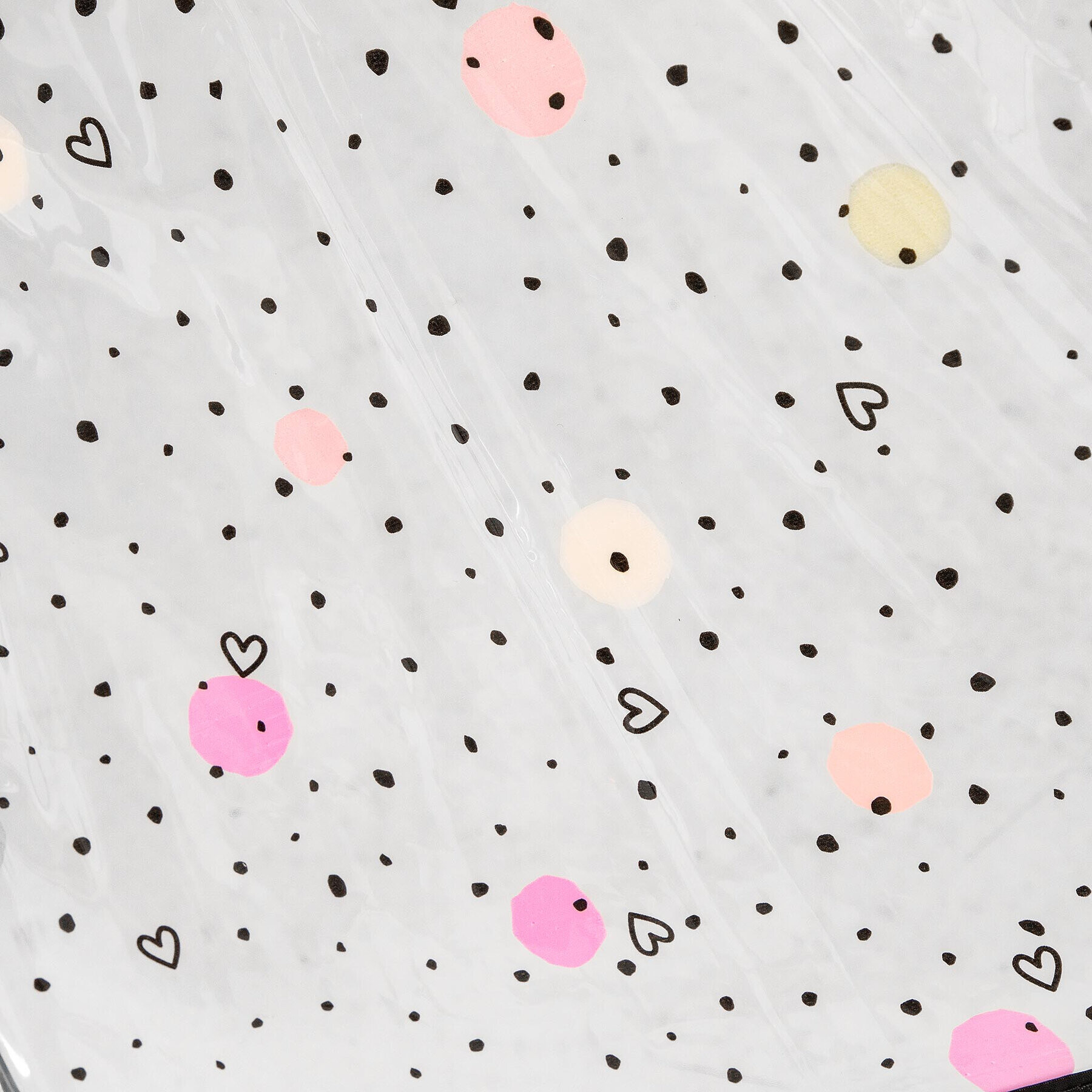 Happy Rain Чадър Long Domeshape Dots & Hearts 40983 Бял - Pepit.bg