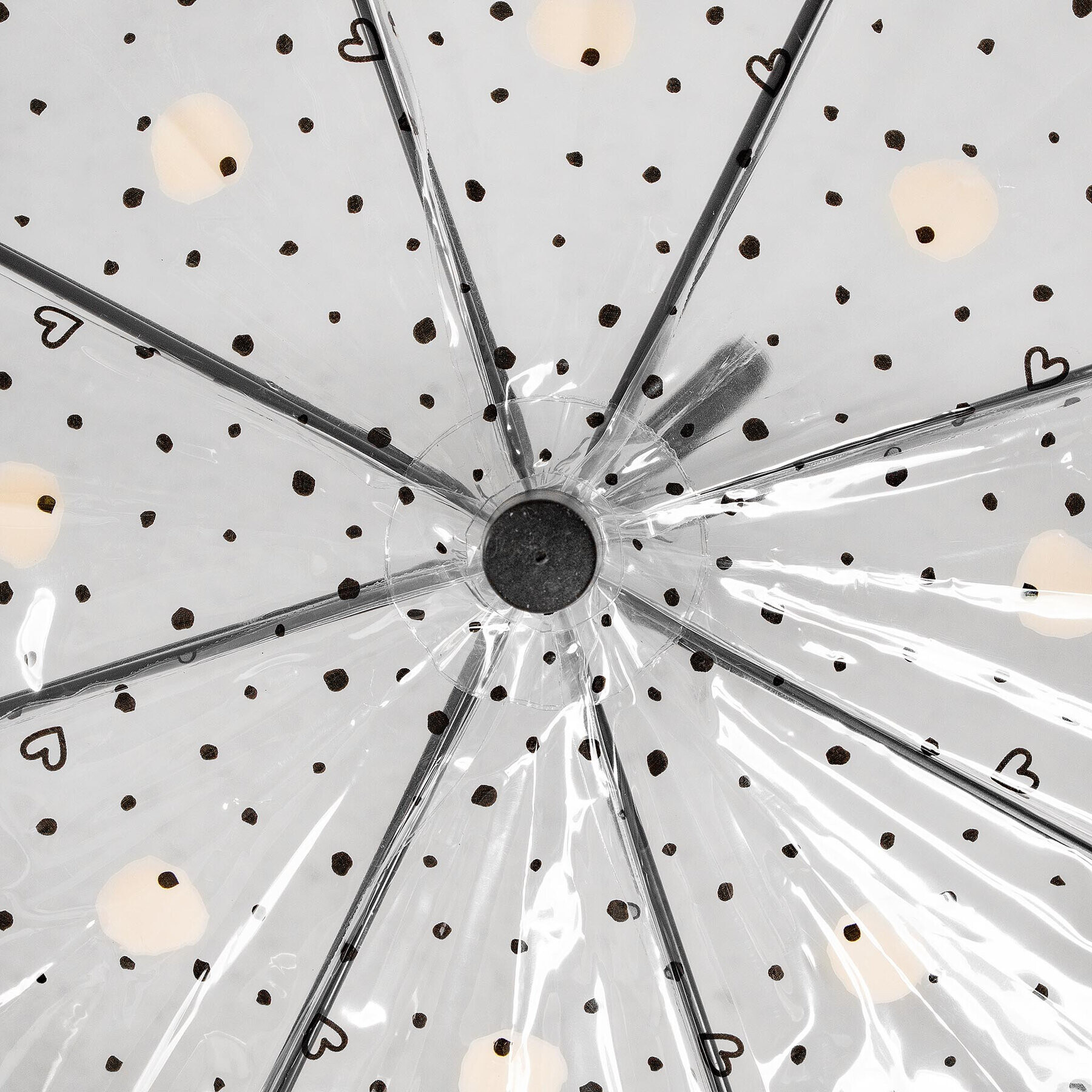 Happy Rain Чадър Long Domeshape Dots & Hearts 40983 Бял - Pepit.bg