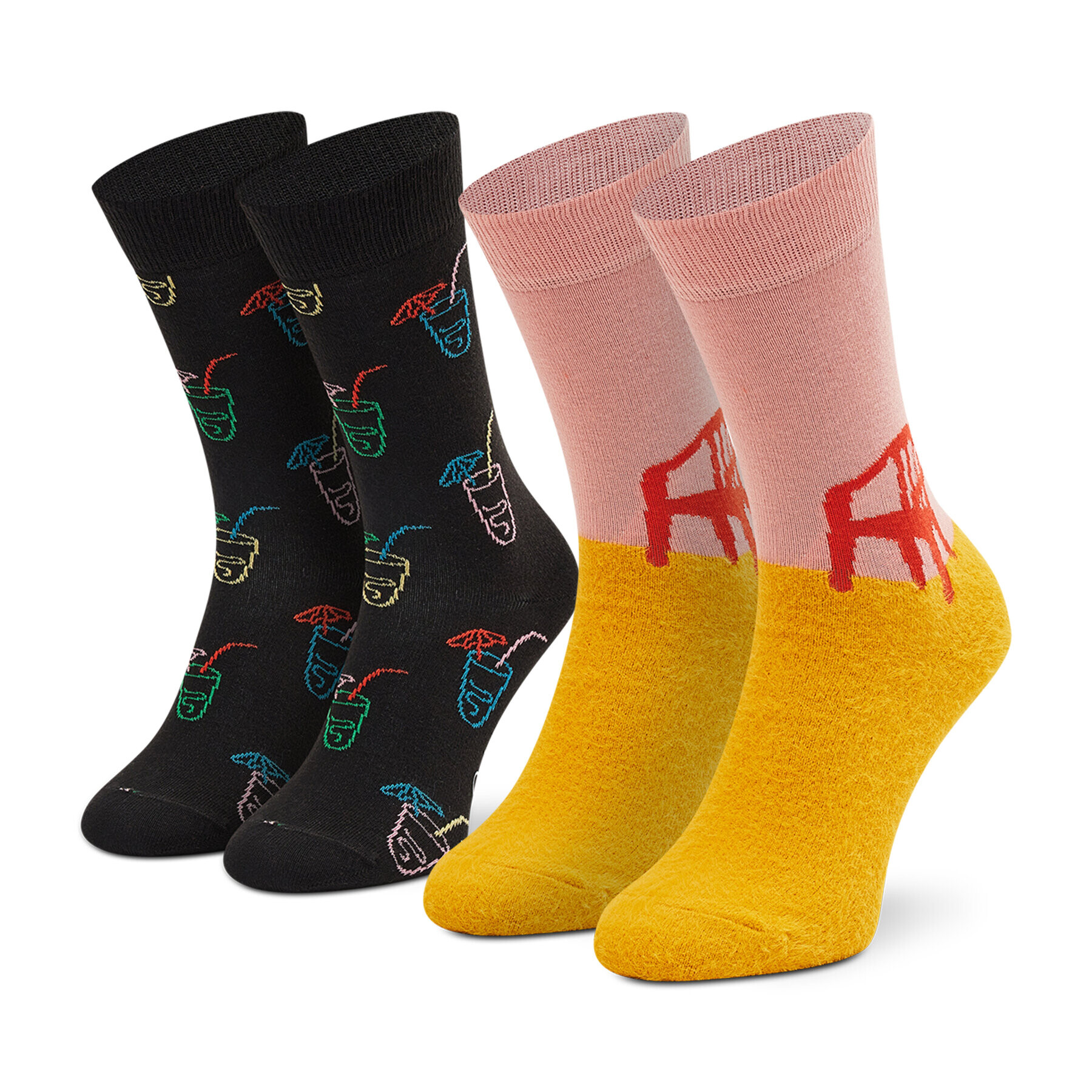 Happy Socks Комплект 2 чифта дълги чорапи дамски XHAV02-0200 Жълт - Pepit.bg